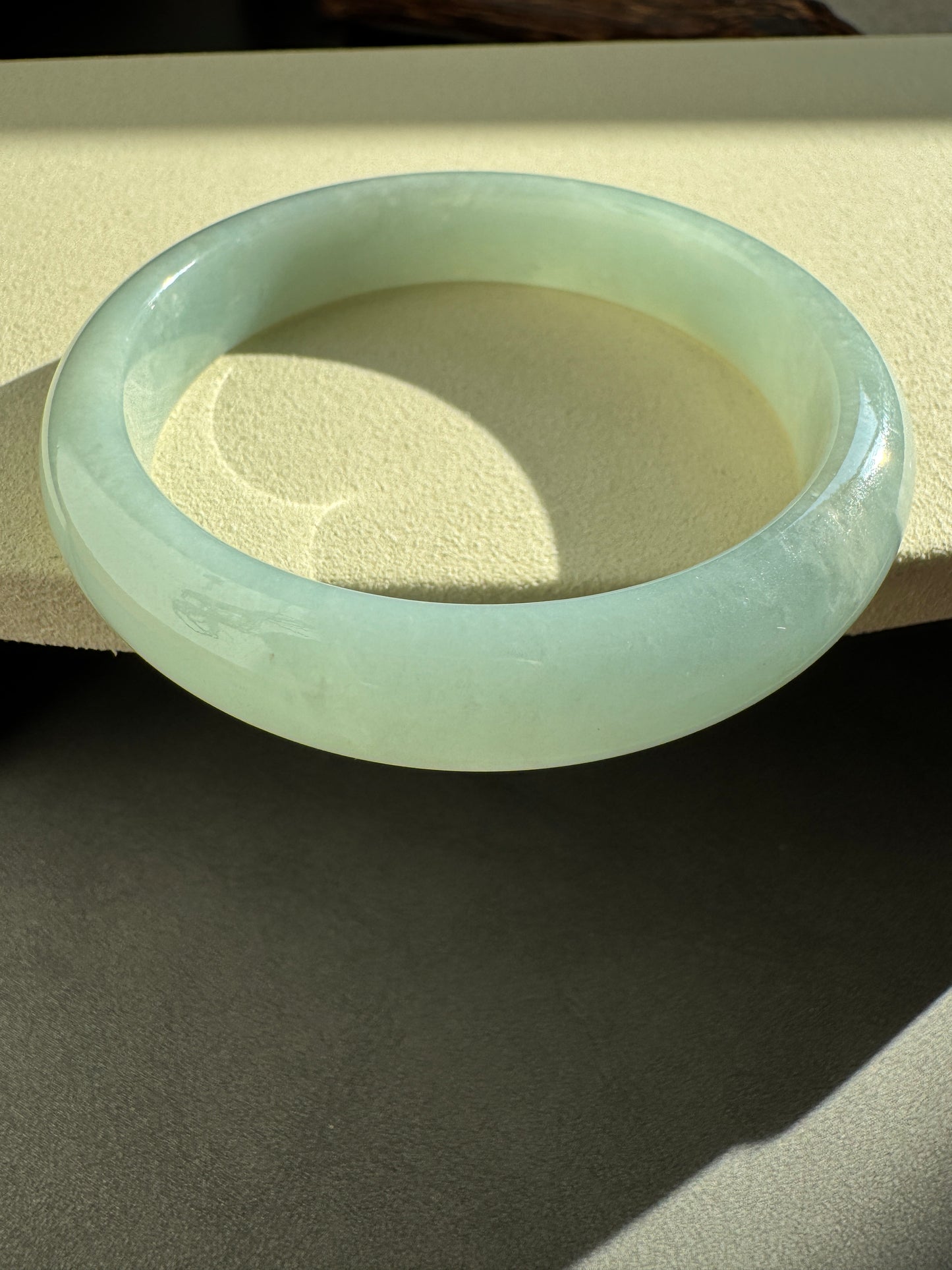 #0307 Baby Blue Green Jade Bangle Size 54.5