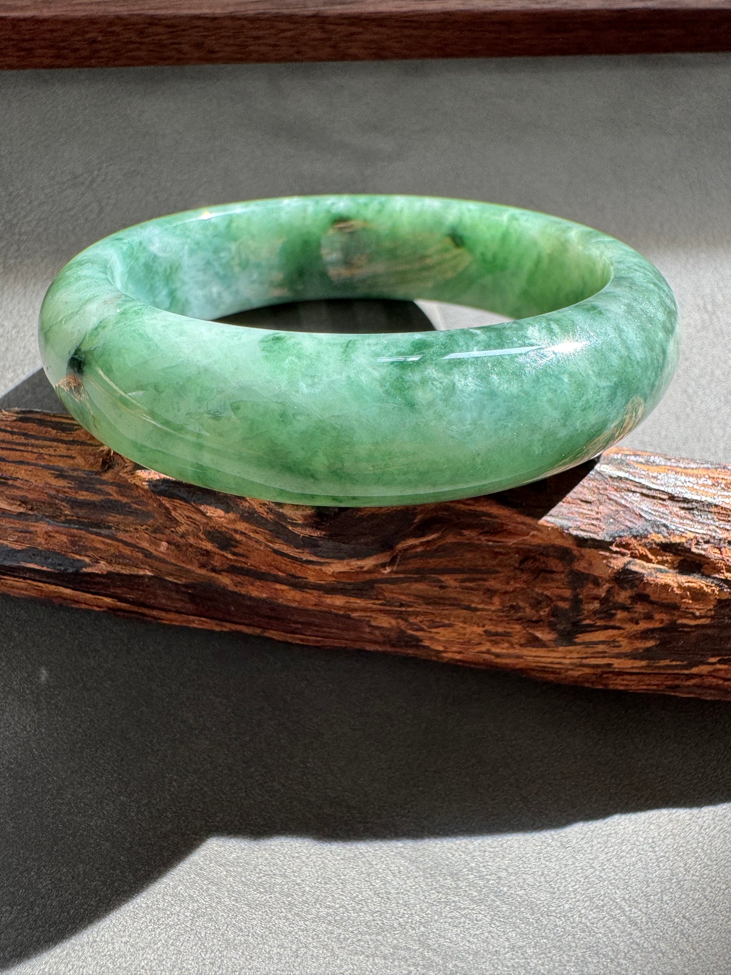 #0294 Rich Green Jade Bangle Size 54.5