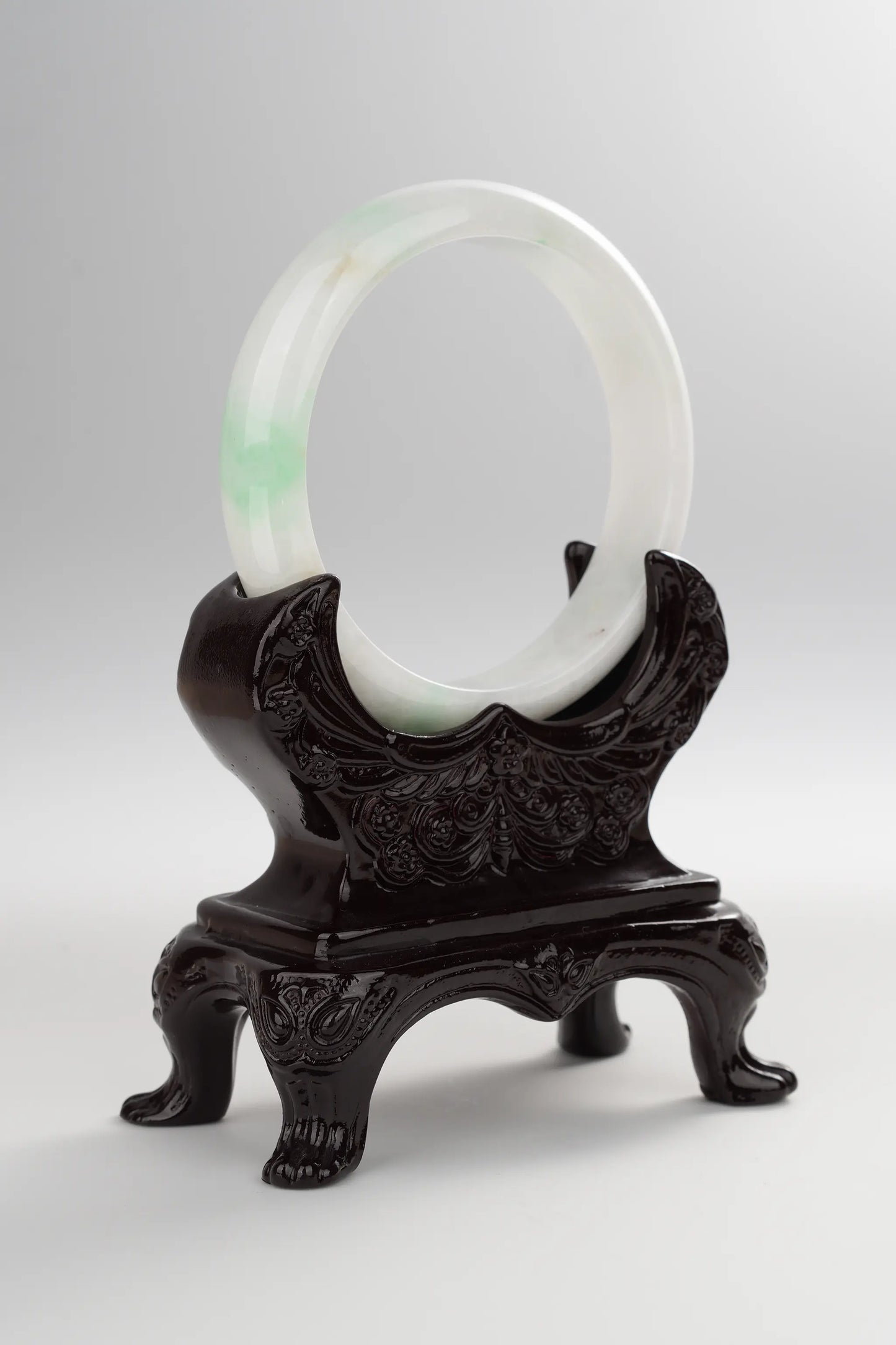 #0023 Mixed White Apple Green Jadeite Jade Bangle Size 59.1
