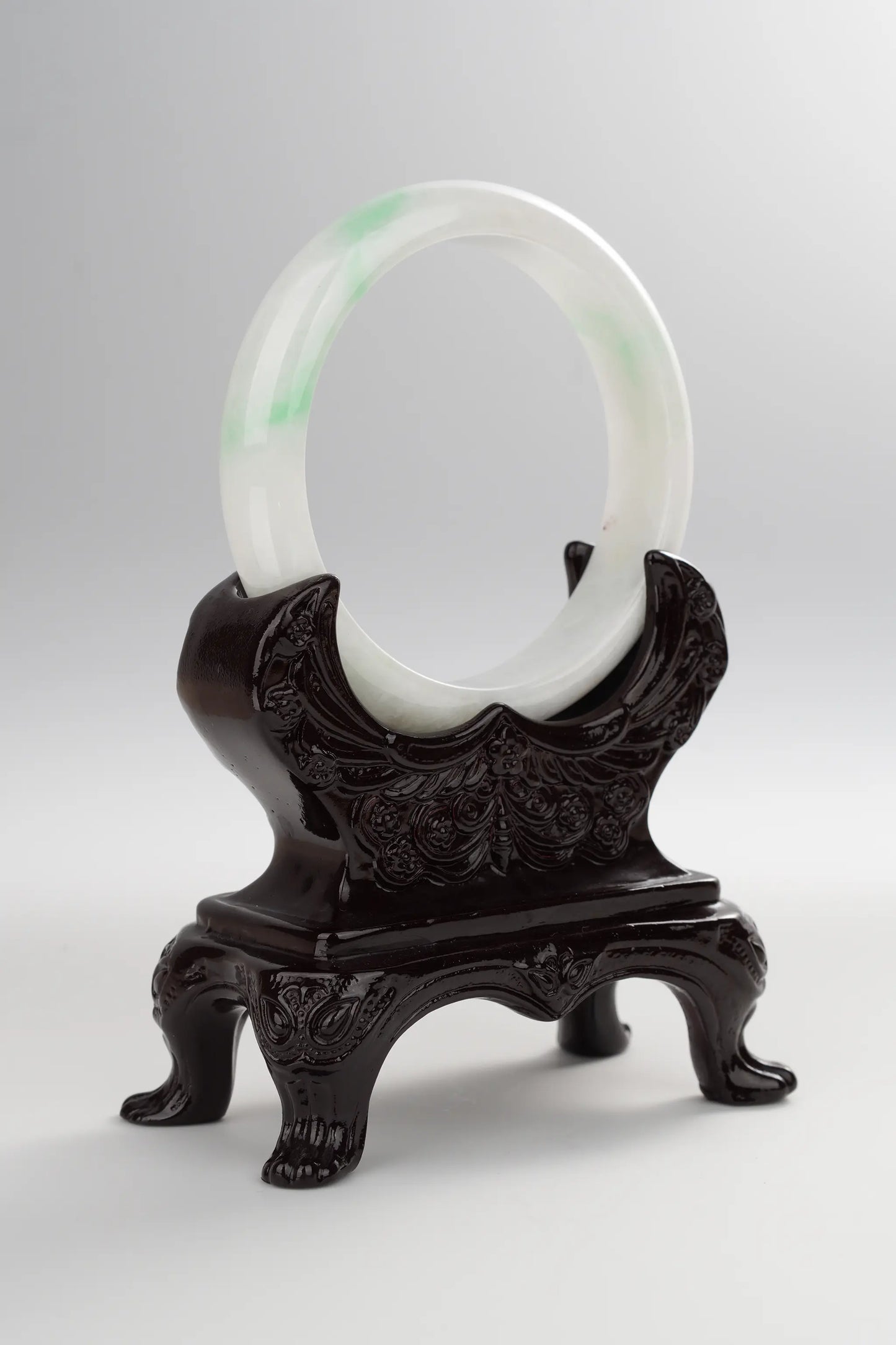 #0023 Mixed White Apple Green Jadeite Jade Bangle Size 59.1