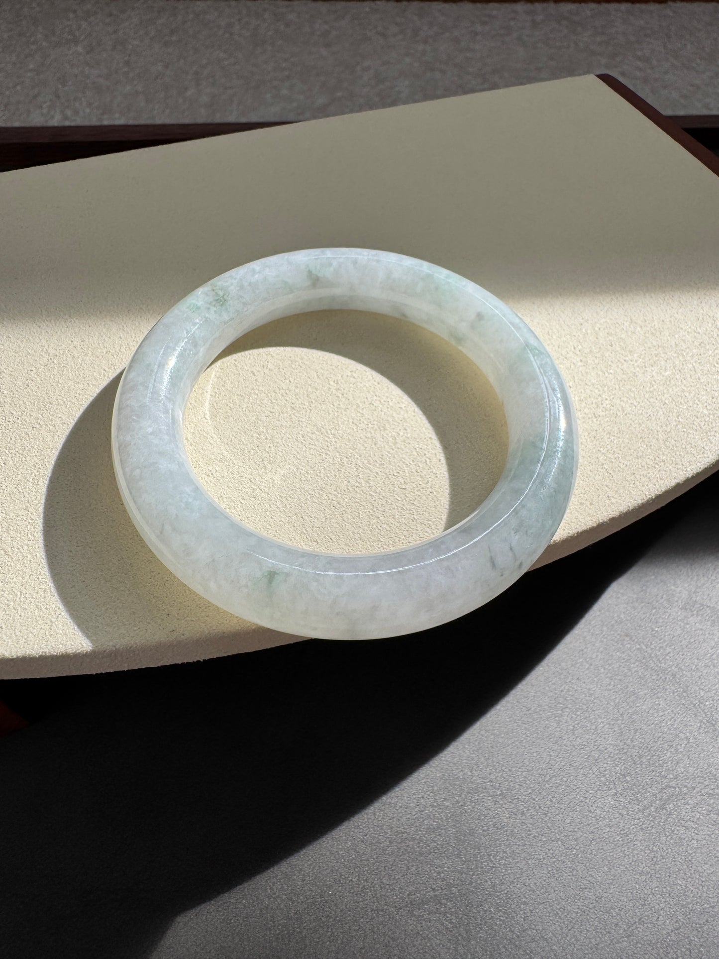 #0293 Icy Light Green Jade Bangle Size 52.8 (fits up to 54)