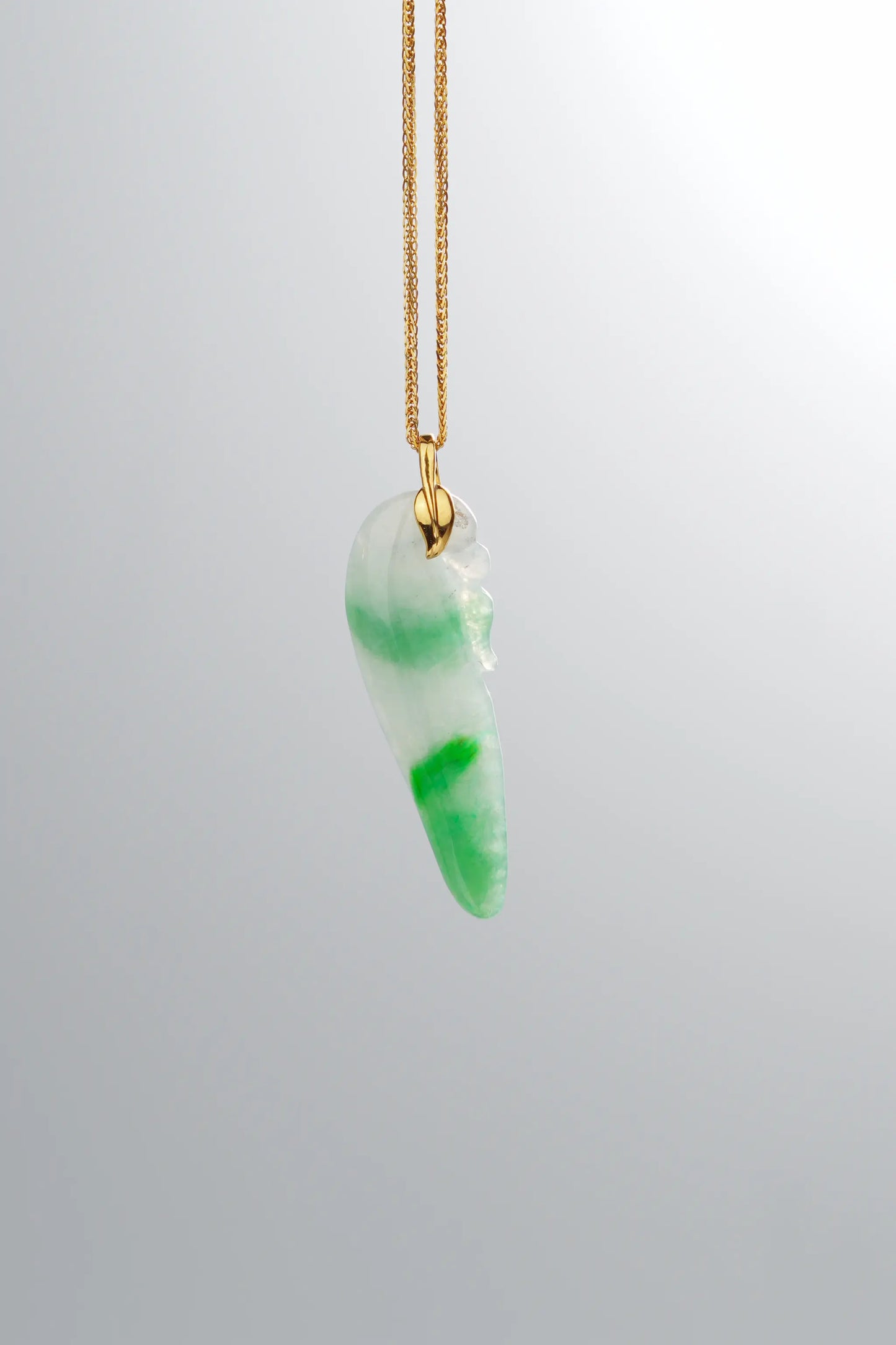"Chilli" Icy Sun Green Jadeite Jade 18K Yellow Gold Pendant