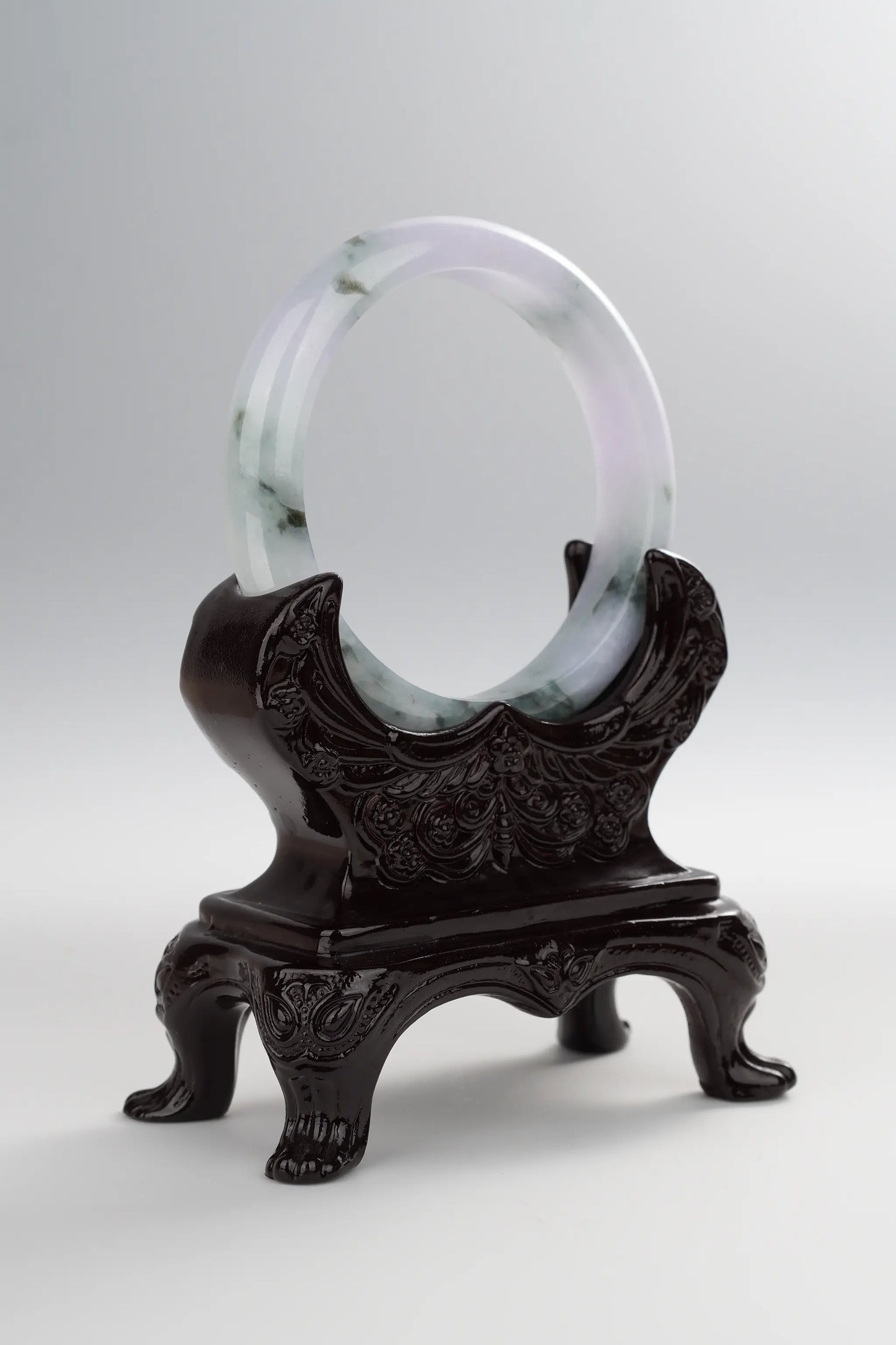 #0012 Icy Spring Lavender Green Jadeite Jade Bangle Size 56.7