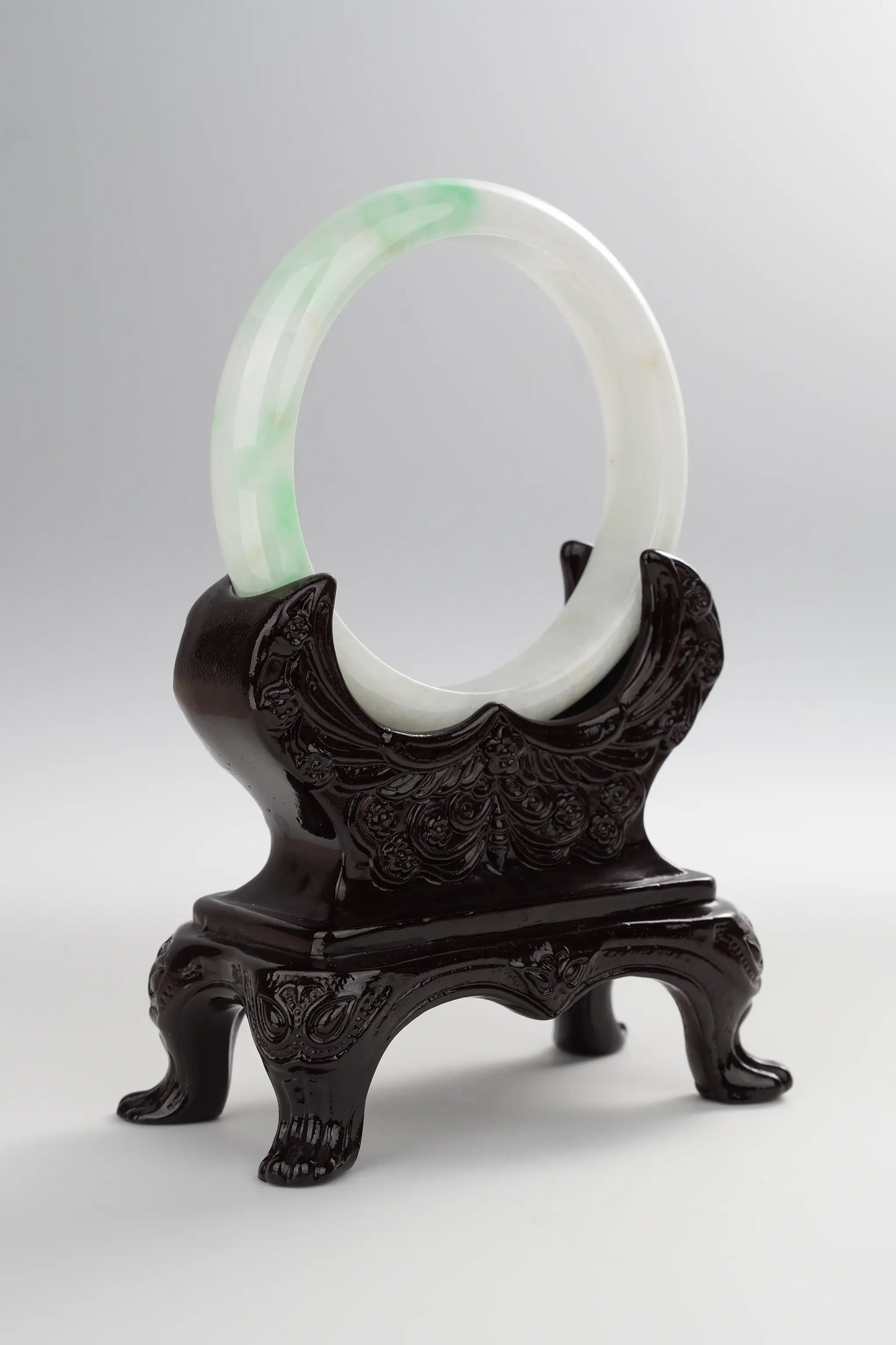 #0020 Mixed White Sun Green Jadeite Jade Bangle Size 60