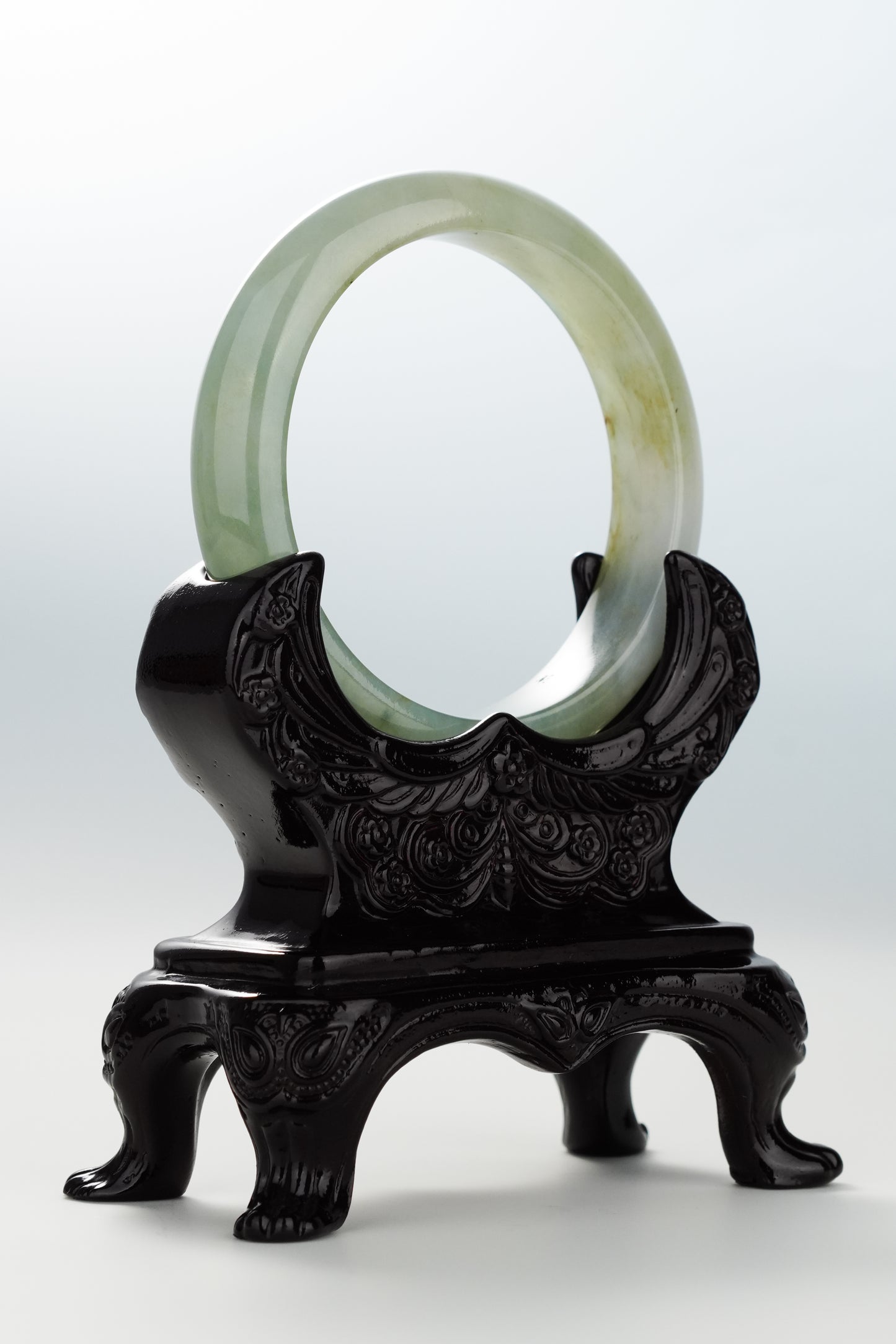 #0053 Icy Olive Green Jadeite Jade Bangle Size 56.3