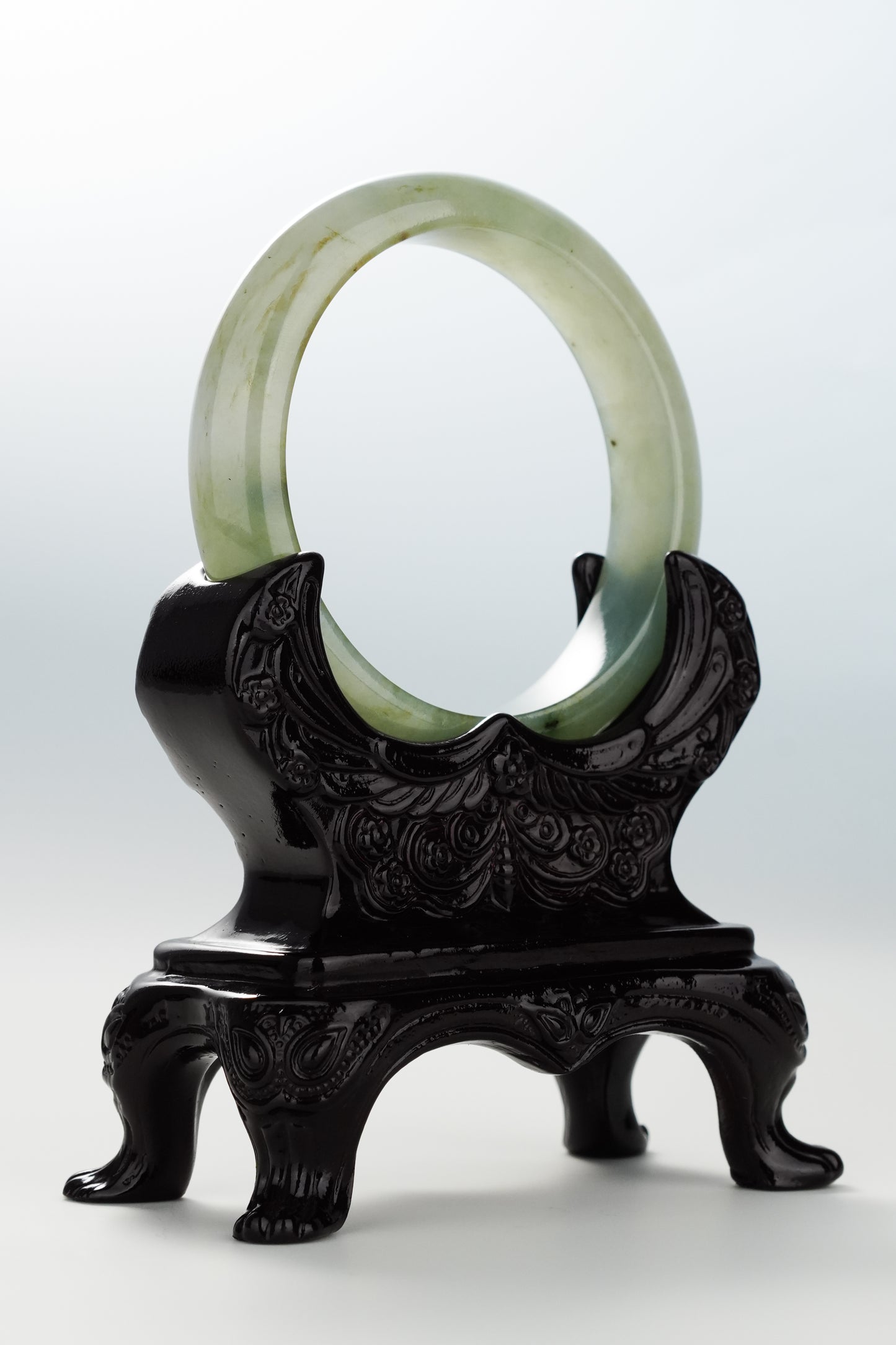 #0053 Icy Olive Green Jadeite Jade Bangle Size 56.3