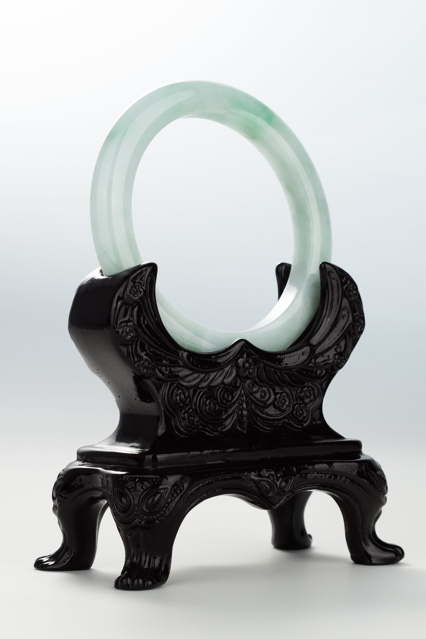 #0055 Sun Green White Jadeite Jade Bangle Size 55.5
