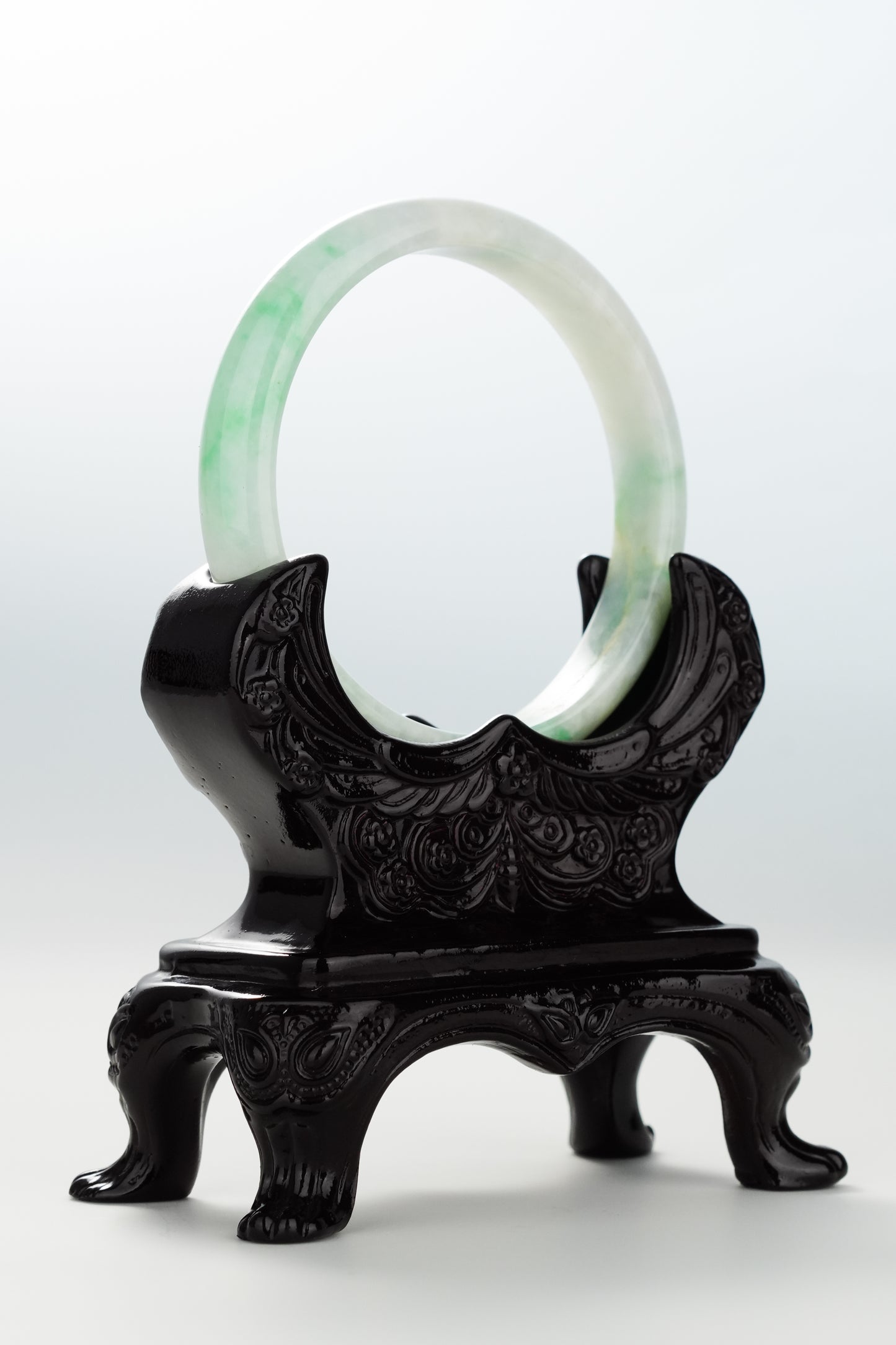 #0058 Sun Green White Yellow Jadeite Jade Bangle Size 57.3
