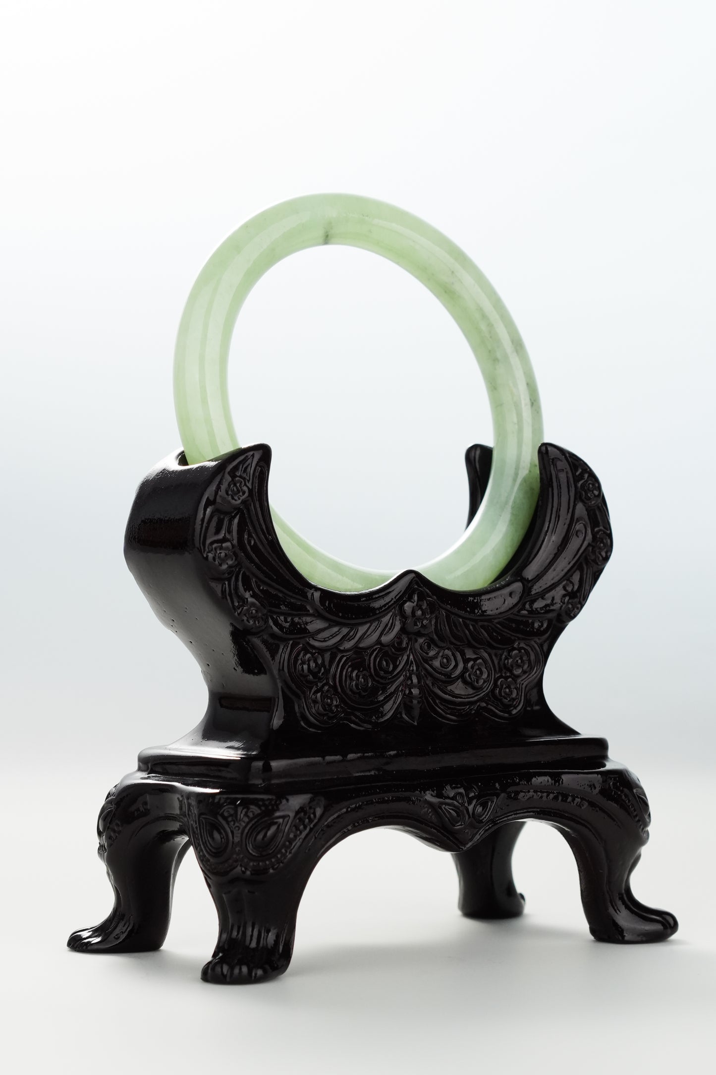 #0071 Icy Lotus Green Jadeite Jade Bangle Size 51.2 (fits up to 53)