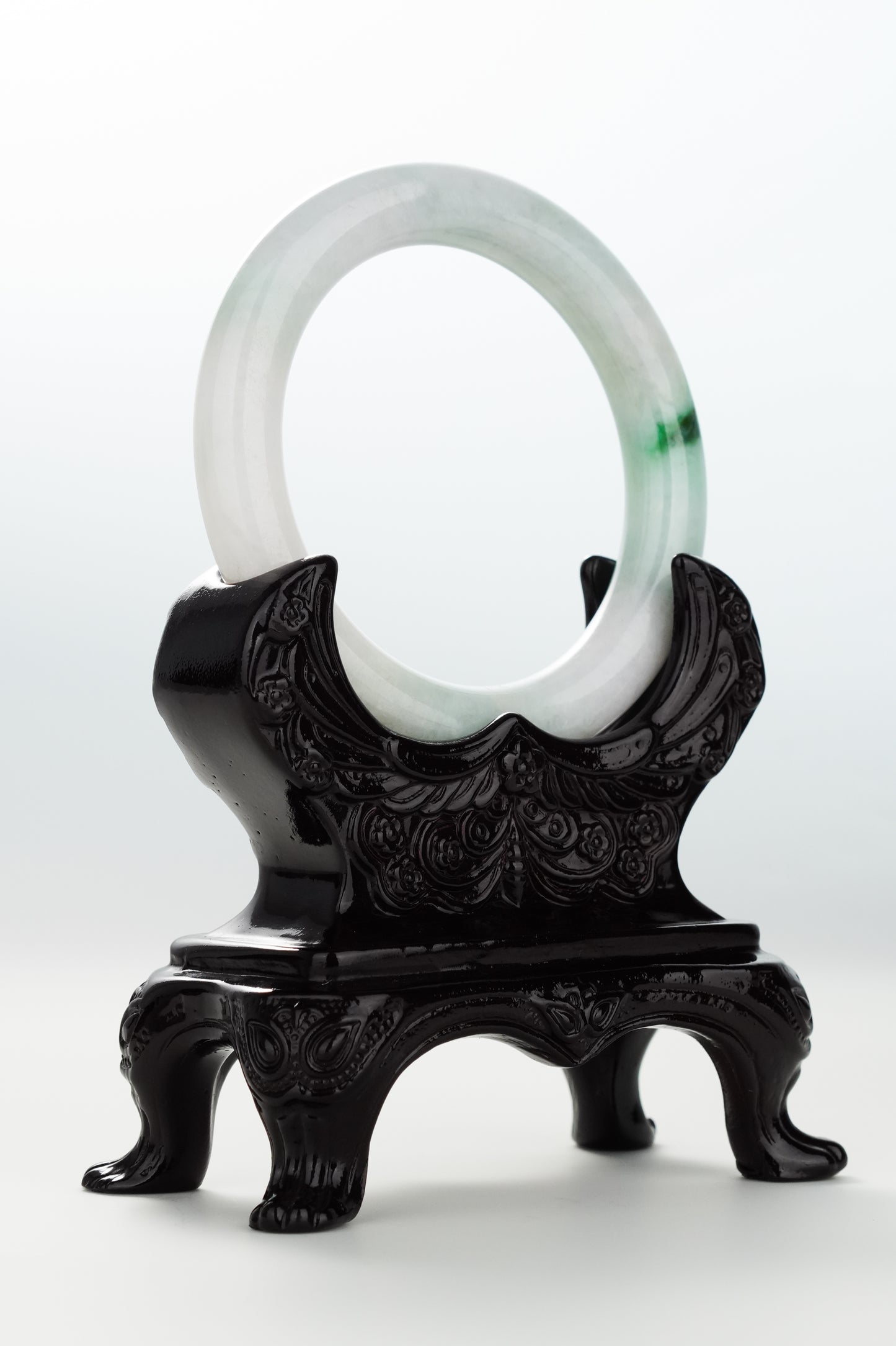 #0072 Sun Green White Jadeite Jade Bangle Size 54.2 (fits up to 55.6)