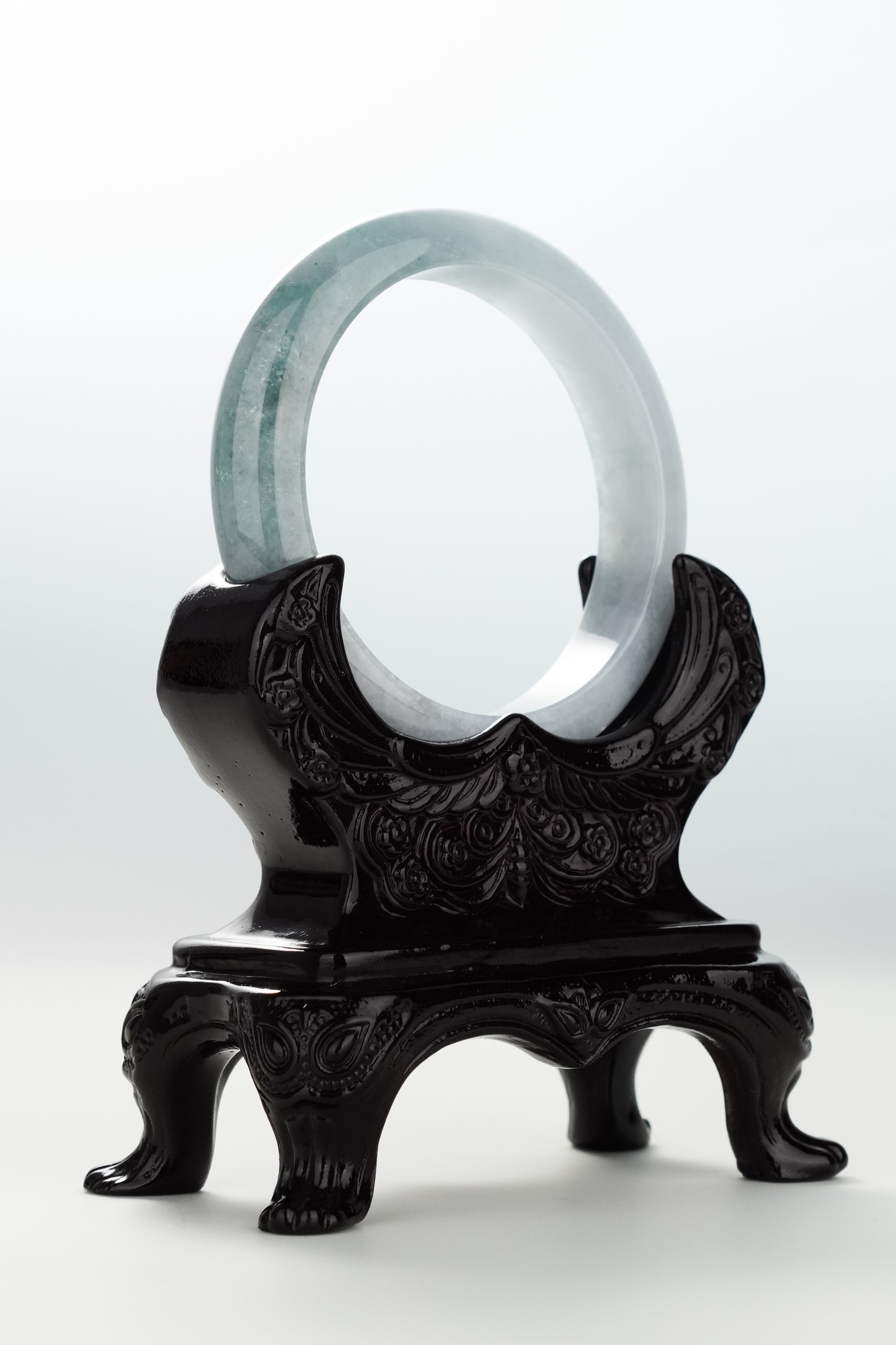 #0077 Icy Blue Water Jadeite Jade Bangle Size 53.8