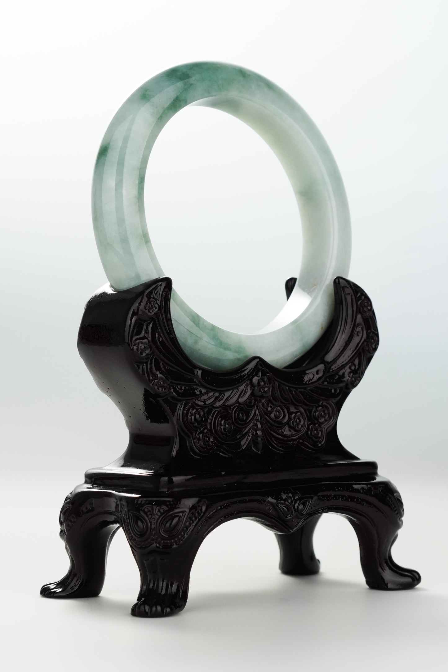 #0080 Bluish Green Jadeite Jade Bangle Size 57.3