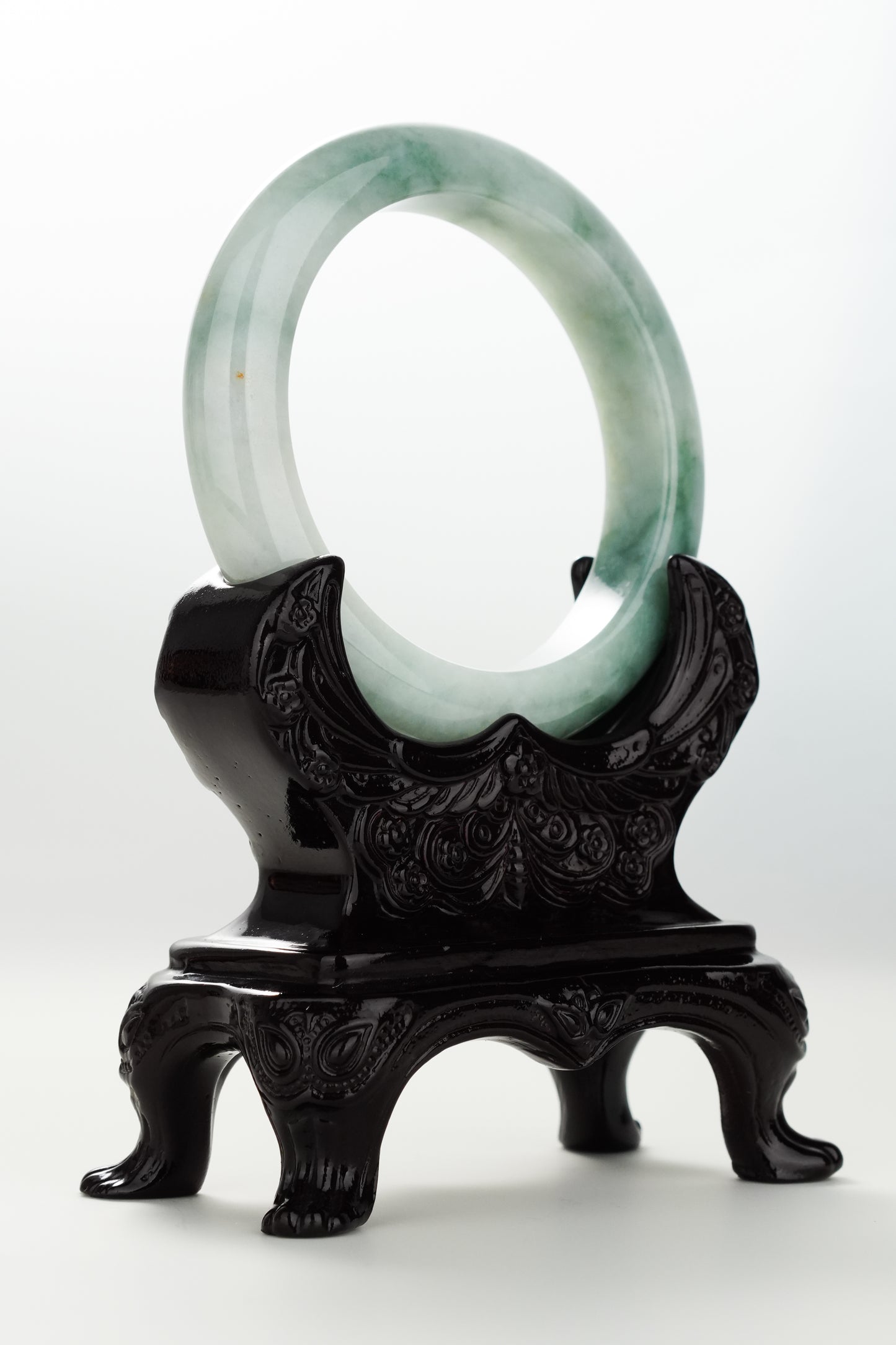 #0080 Bluish Green Jadeite Jade Bangle Size 57.3