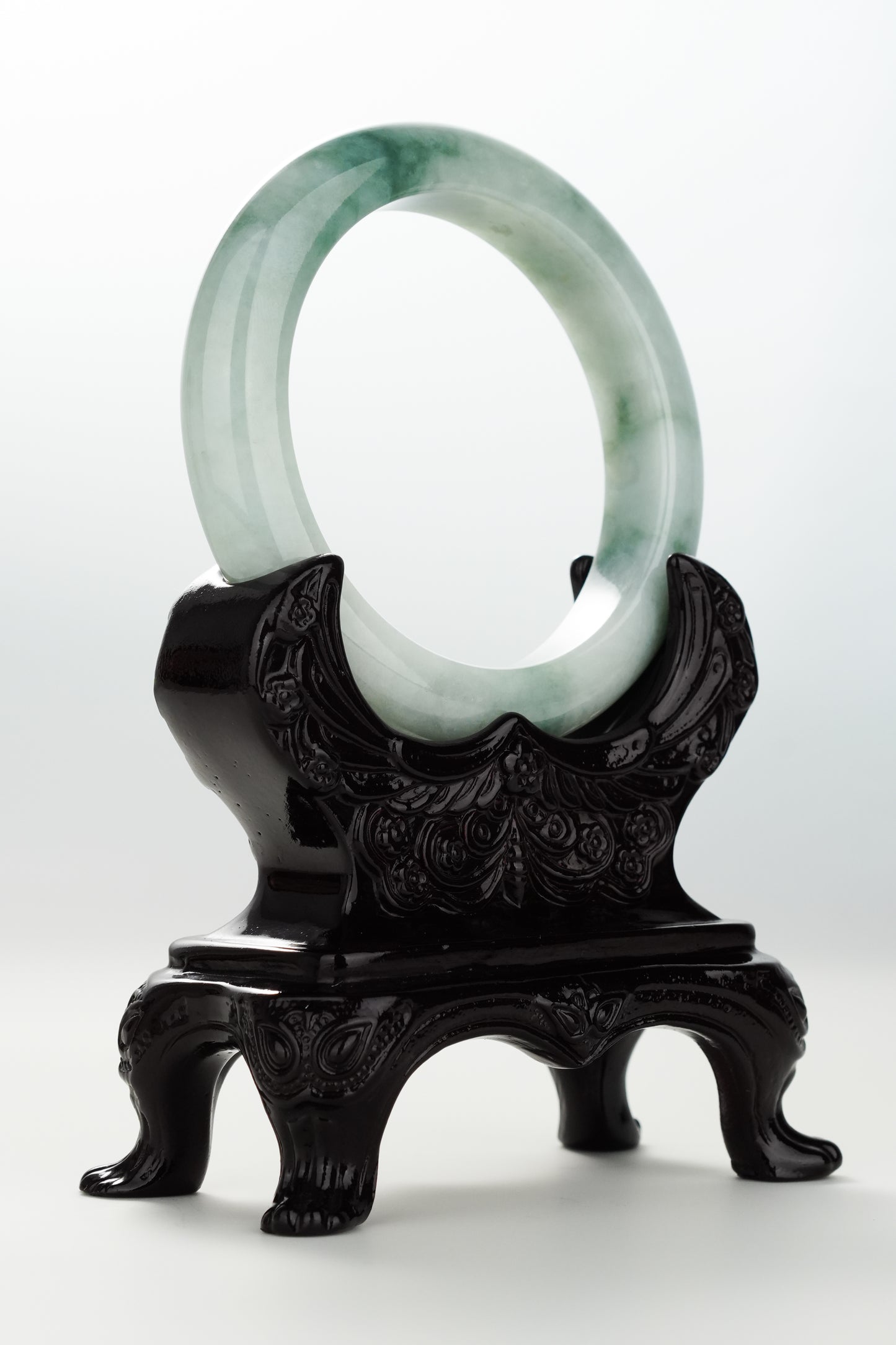 #0080 Bluish Green Jadeite Jade Bangle Size 57.3