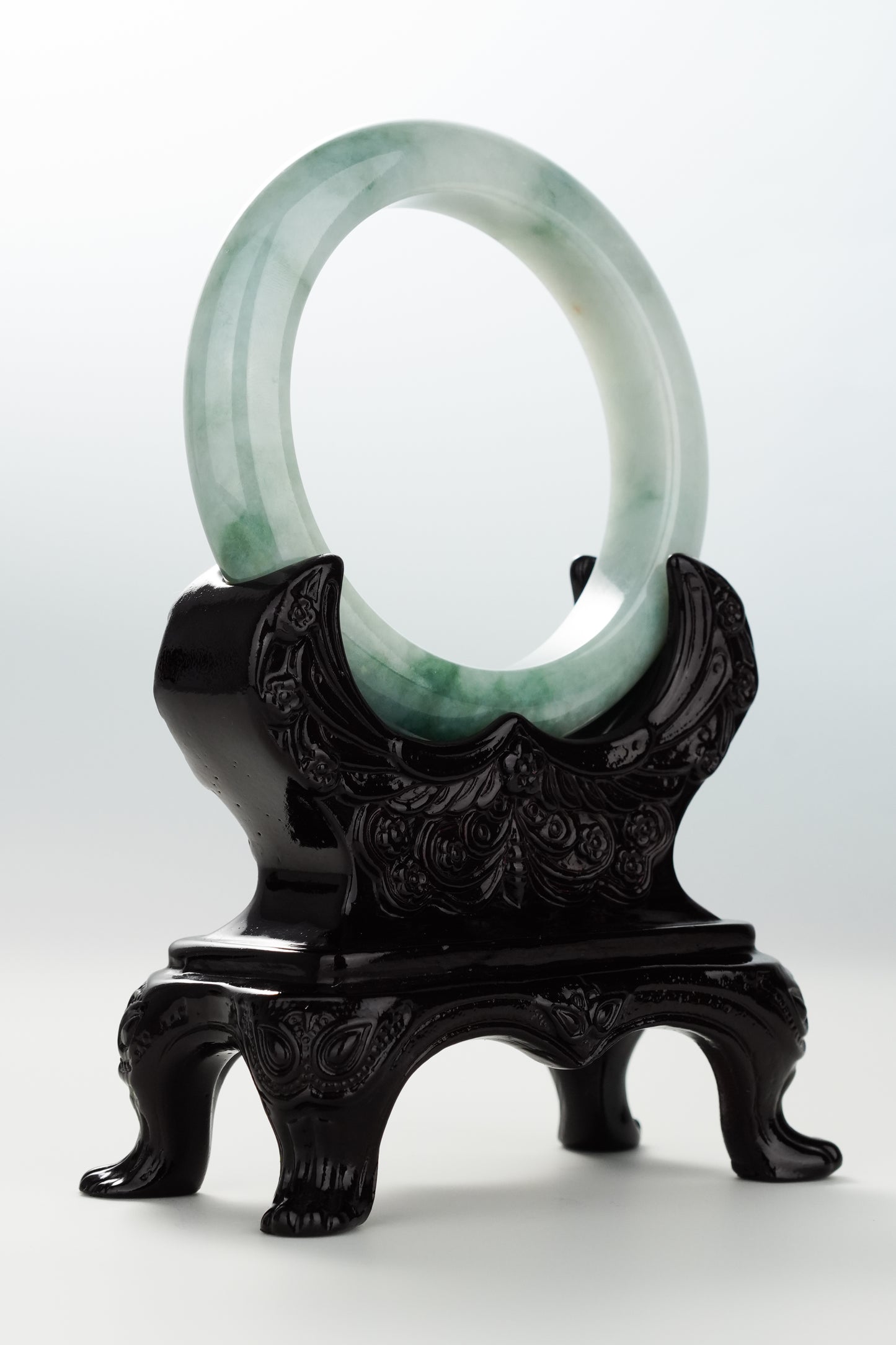 #0080 Bluish Green Jadeite Jade Bangle Size 57.3