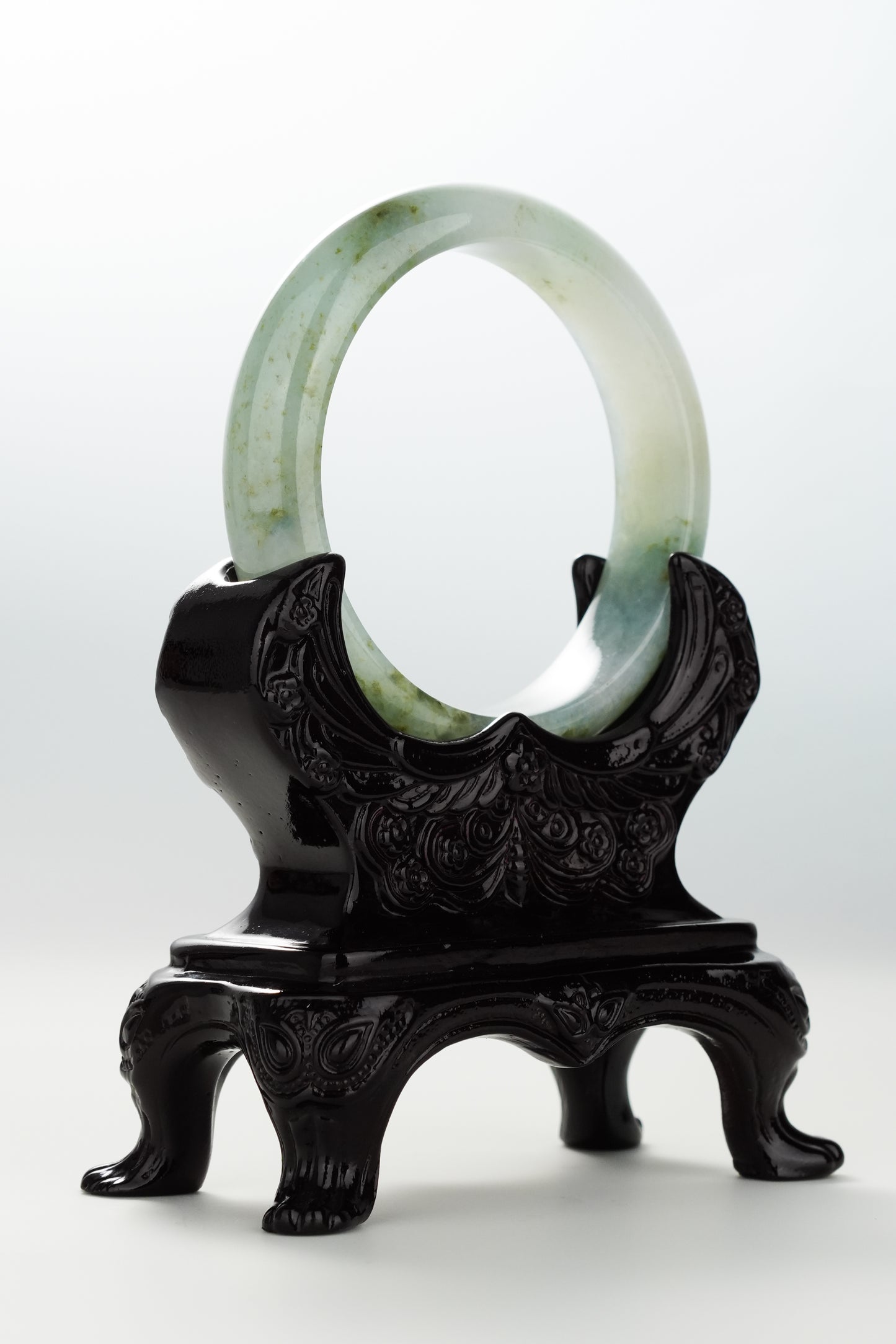 #0082 "Monet" Icy Yellow-Green Jadeite Jade Bangle Size 55.3