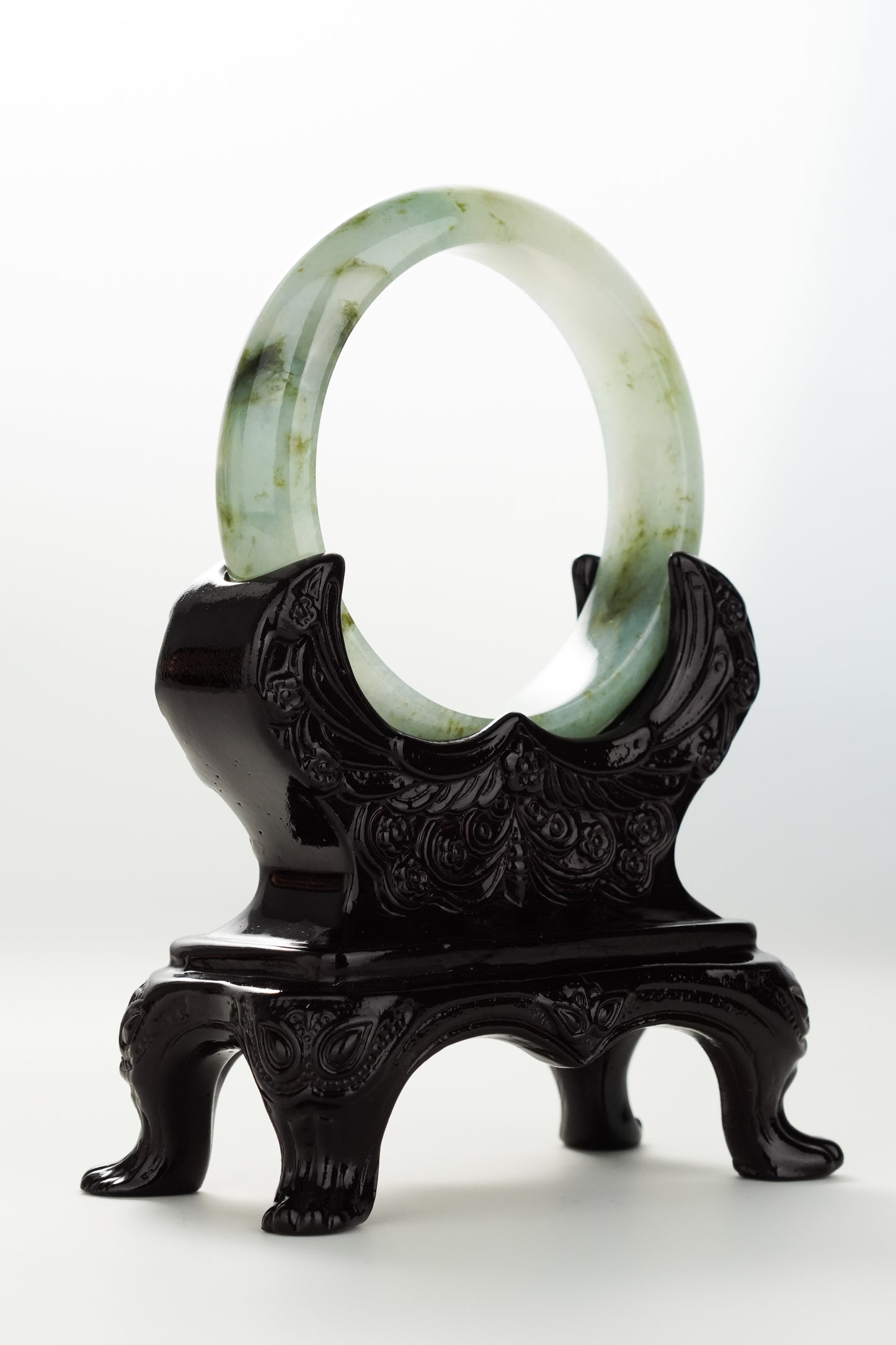 #0082 "Monet" Icy Yellow-Green Jadeite Jade Bangle Size 55.3