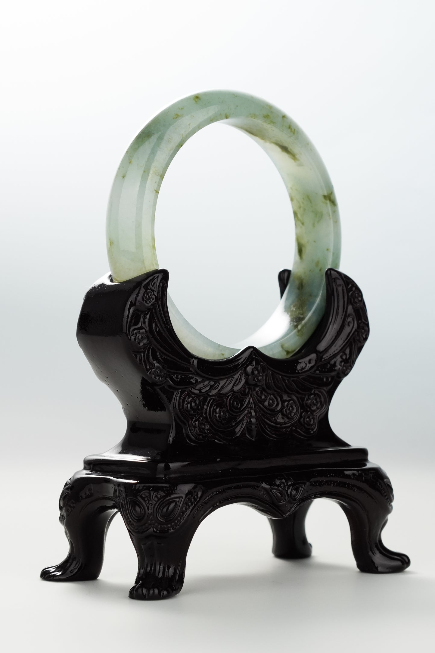 #0082 "Monet" Icy Yellow-Green Jadeite Jade Bangle Size 55.3