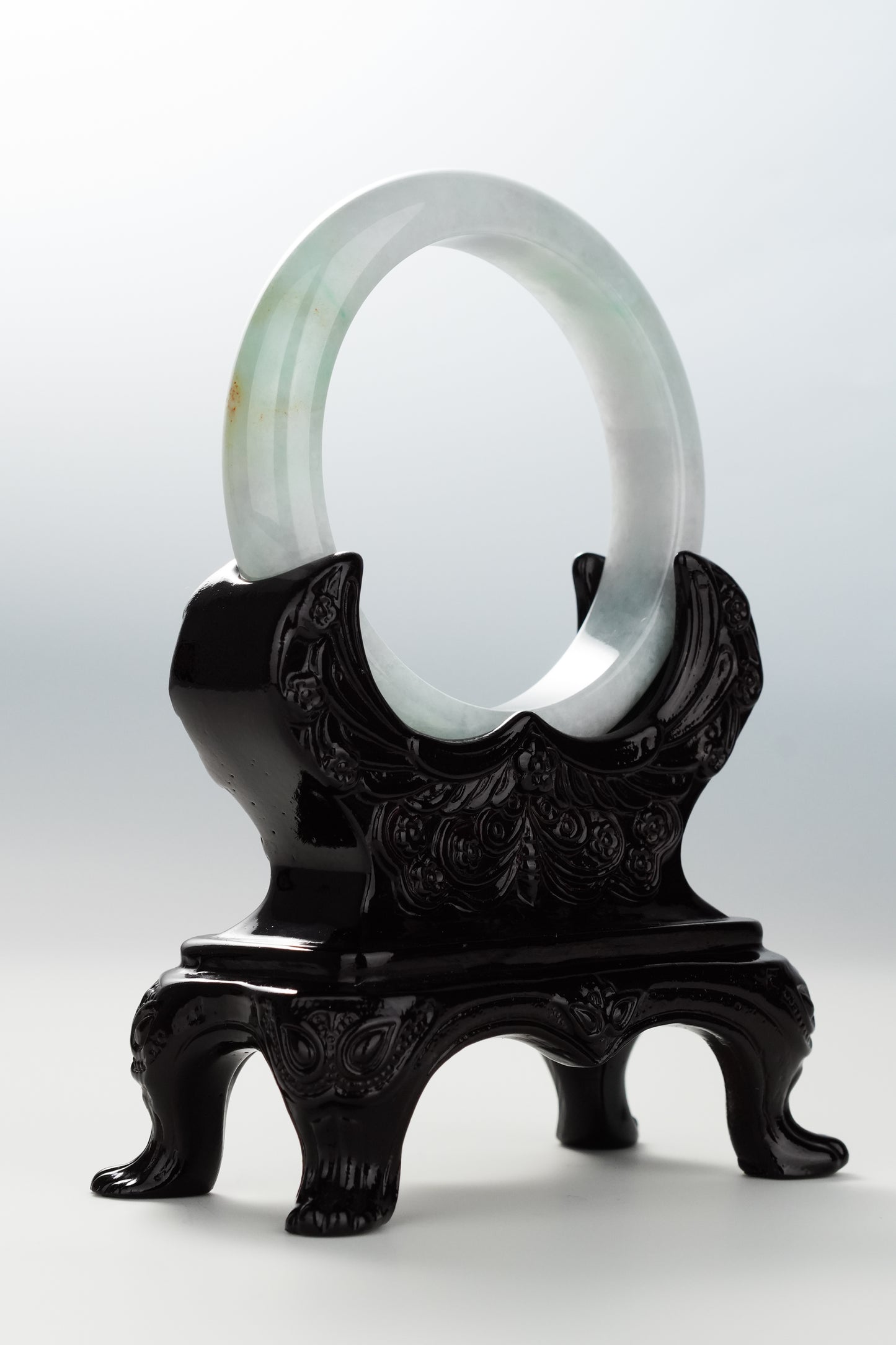 #0099 Icy Green Yellow Spot Jadeite Jade Bangle Size 56.4