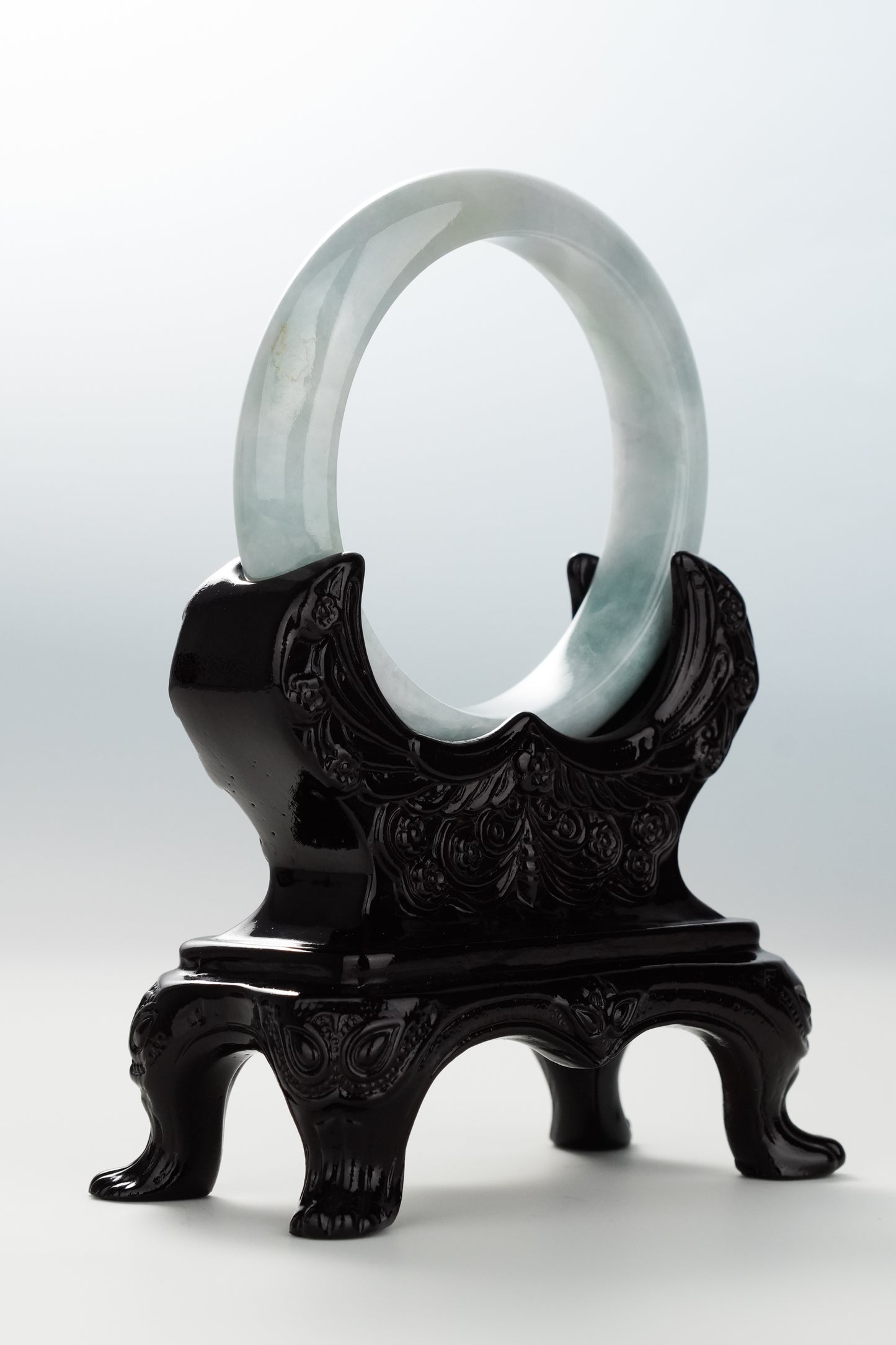 #0106 Icy Bluish Green Jadeite Jade Bangle Size 55.8