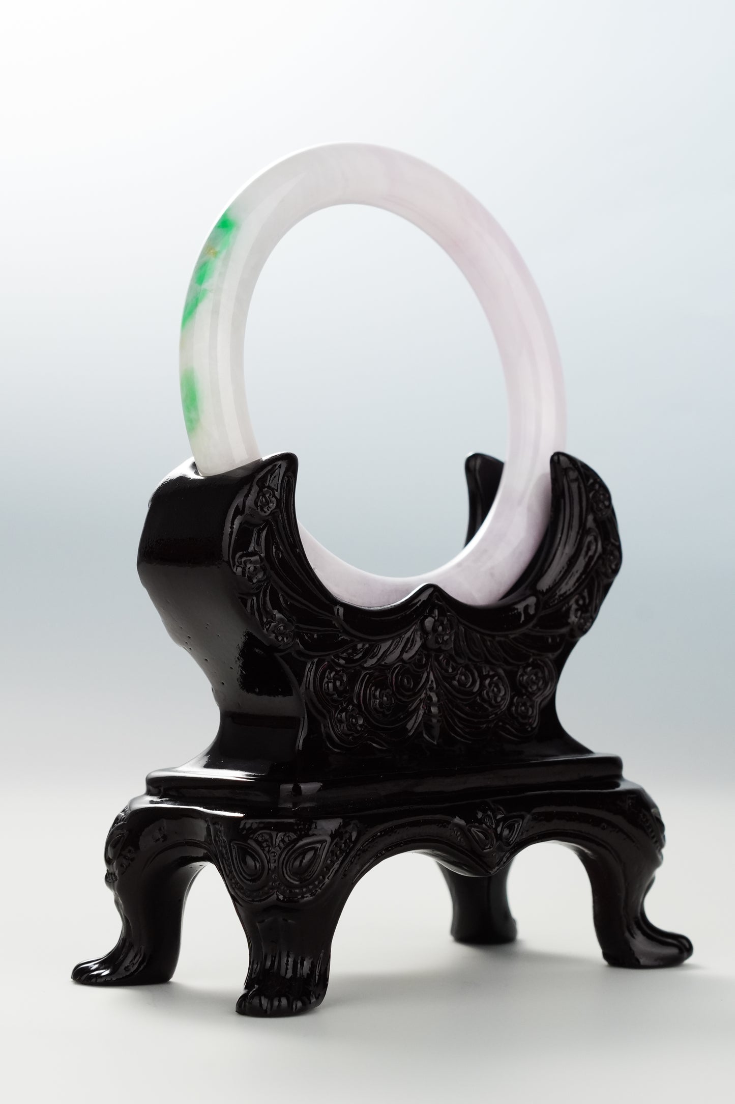 #0109 Vivid Sun Green Pink Lavender Jadeite Jade Bangle Size 55.2 (fits up to 56.8)
