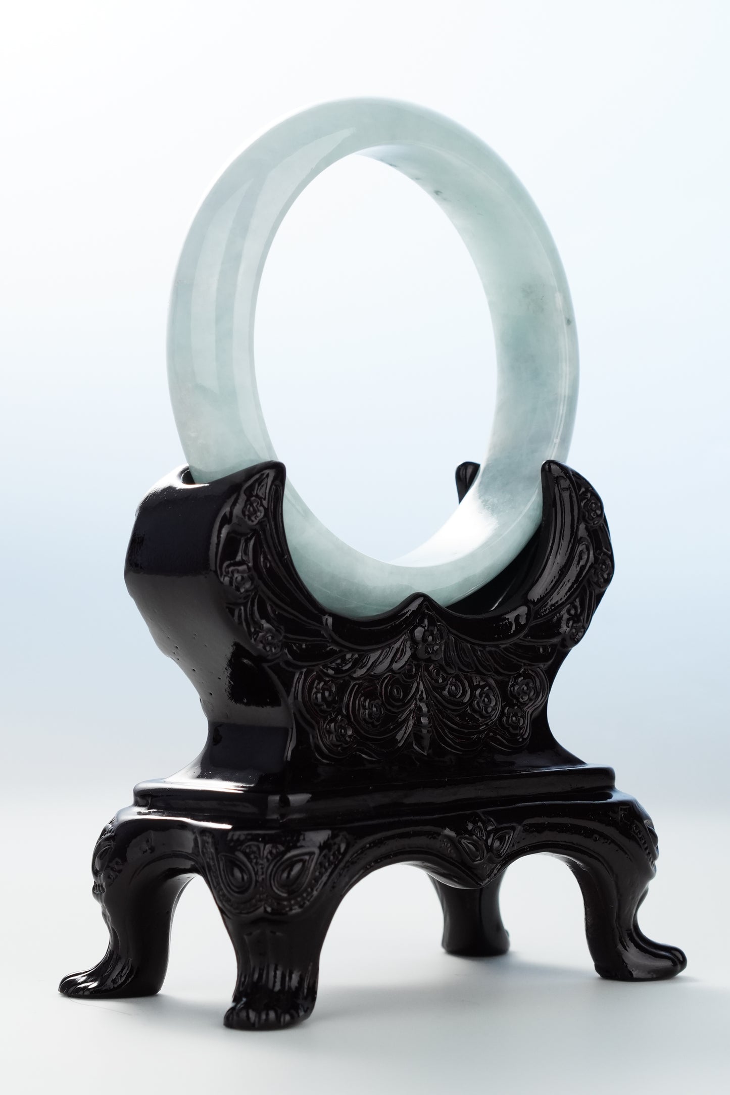#0114 Soft Blue Jadeite Jade Bangle Size 59.3
