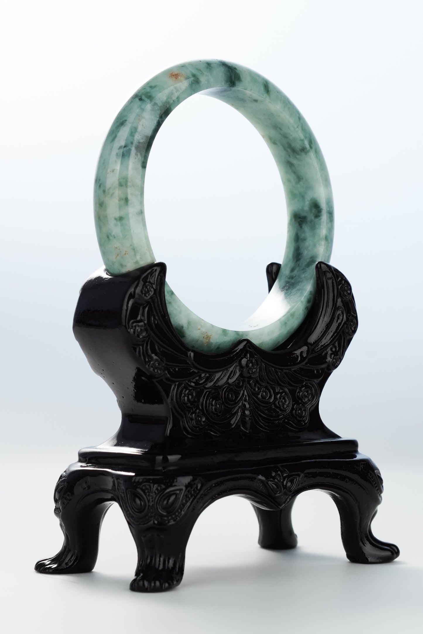 #0123 Forest Green Yellow Jadeite Jade Bangle Size 59.2