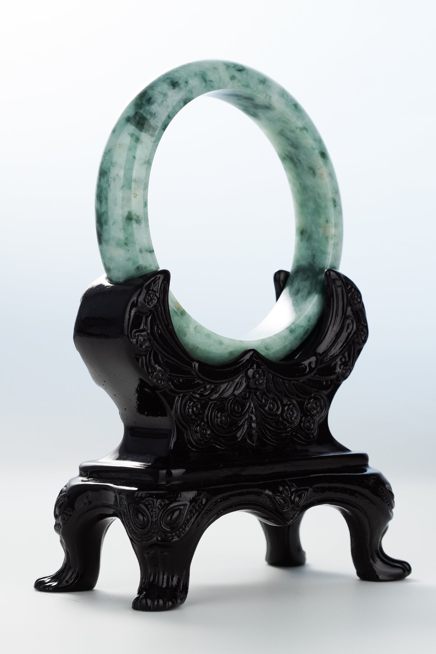 #0123 Forest Green Yellow Jadeite Jade Bangle Size 59.2