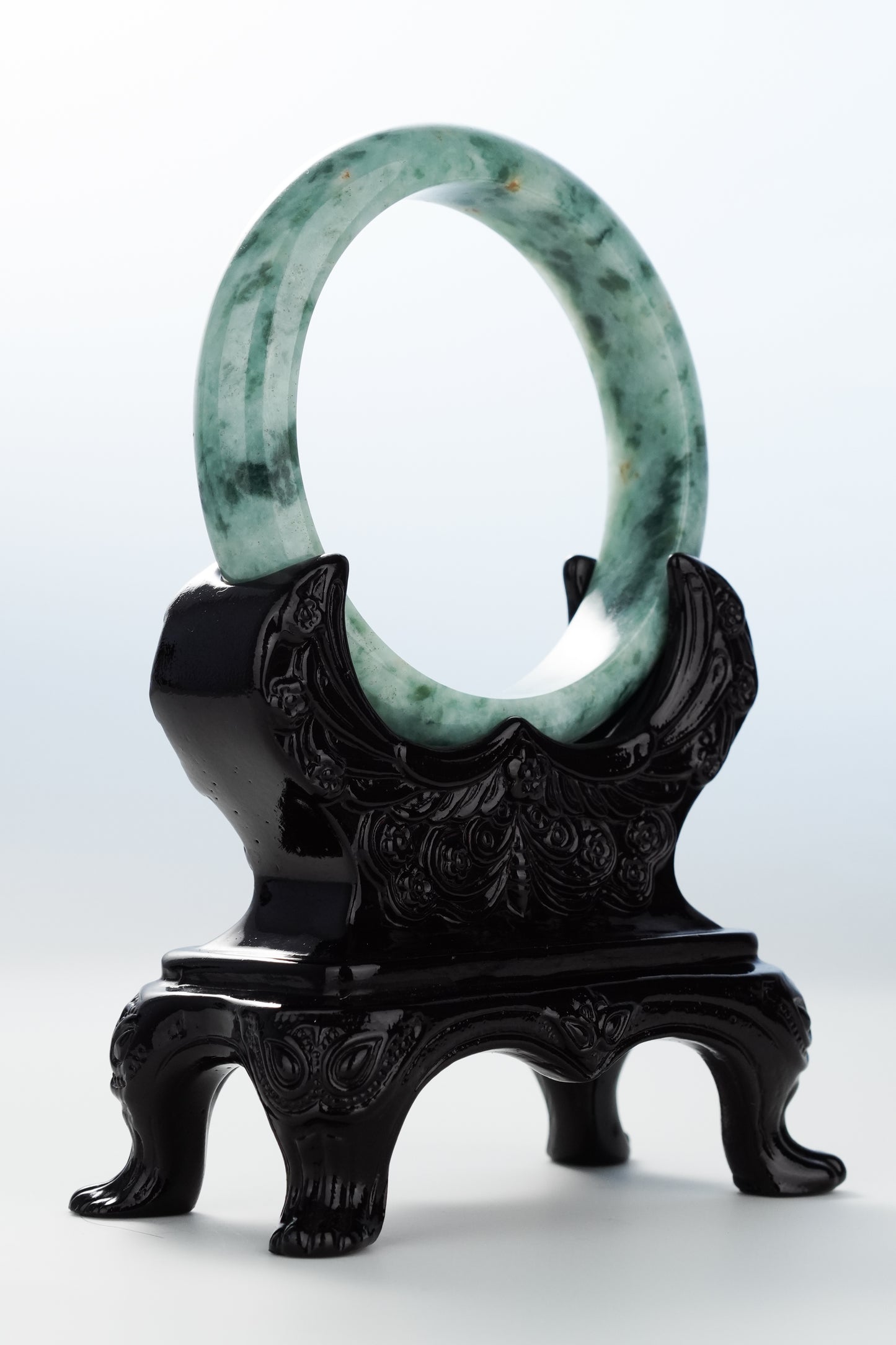 #0123 Forest Green Yellow Jadeite Jade Bangle Size 59.2