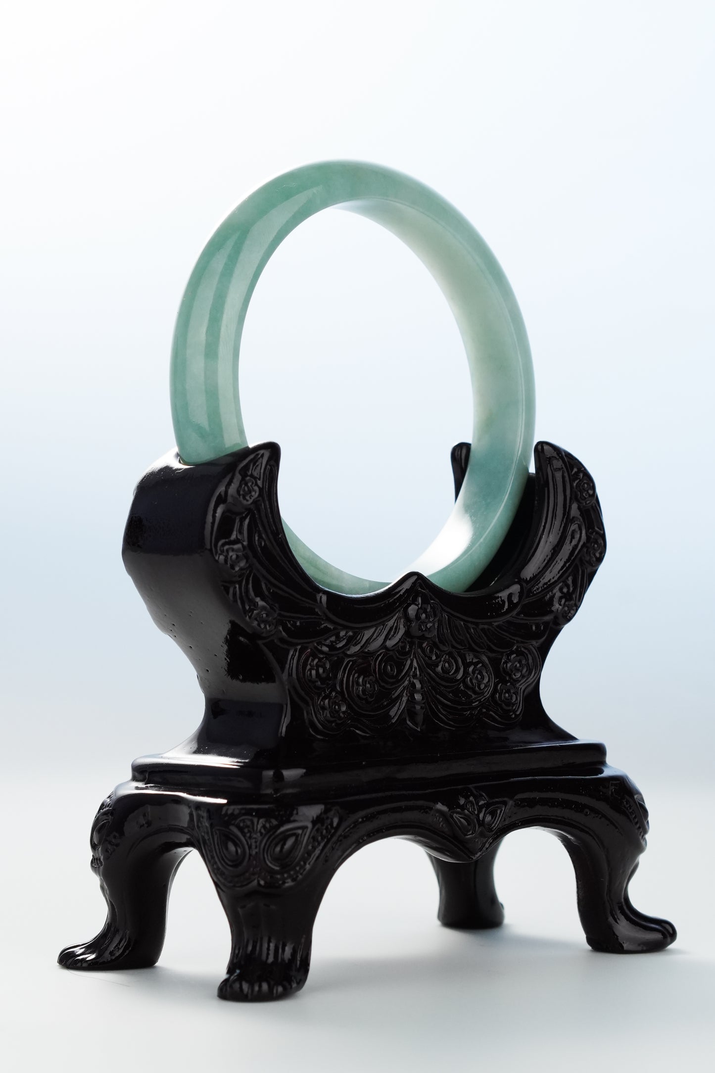 #0128 Blue Water Jadeite Jade Bangle Size 55.3