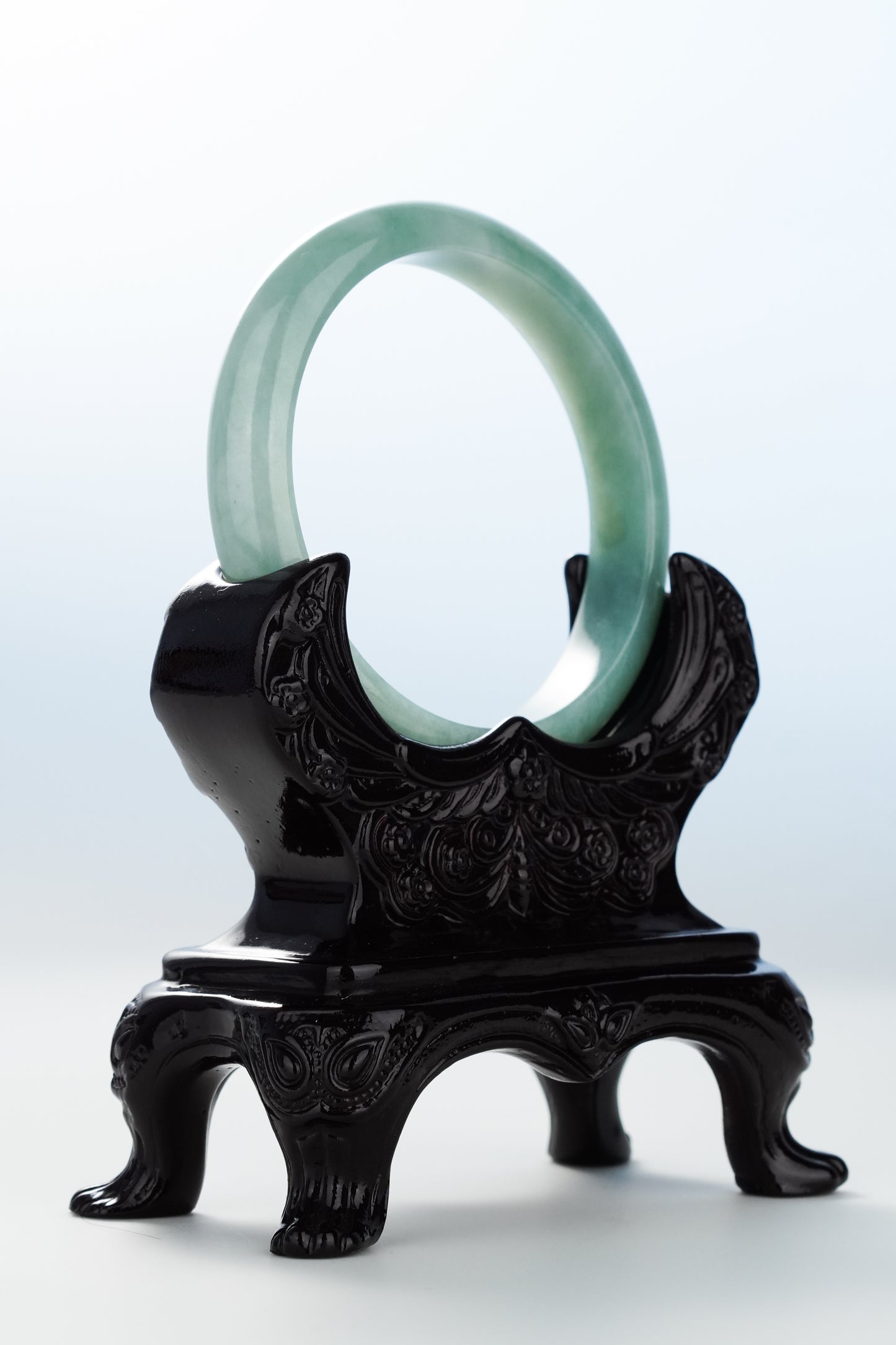 #0128 Blue Water Jadeite Jade Bangle Size 55.3