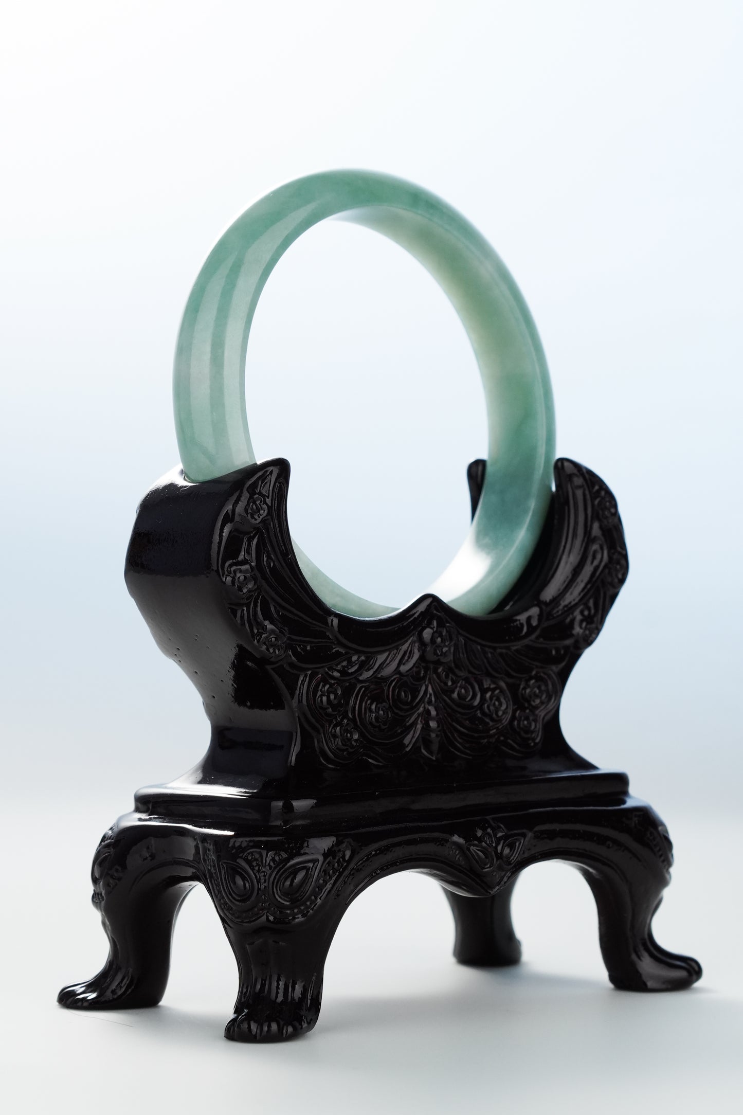 #0128 Blue Water Jadeite Jade Bangle Size 55.3