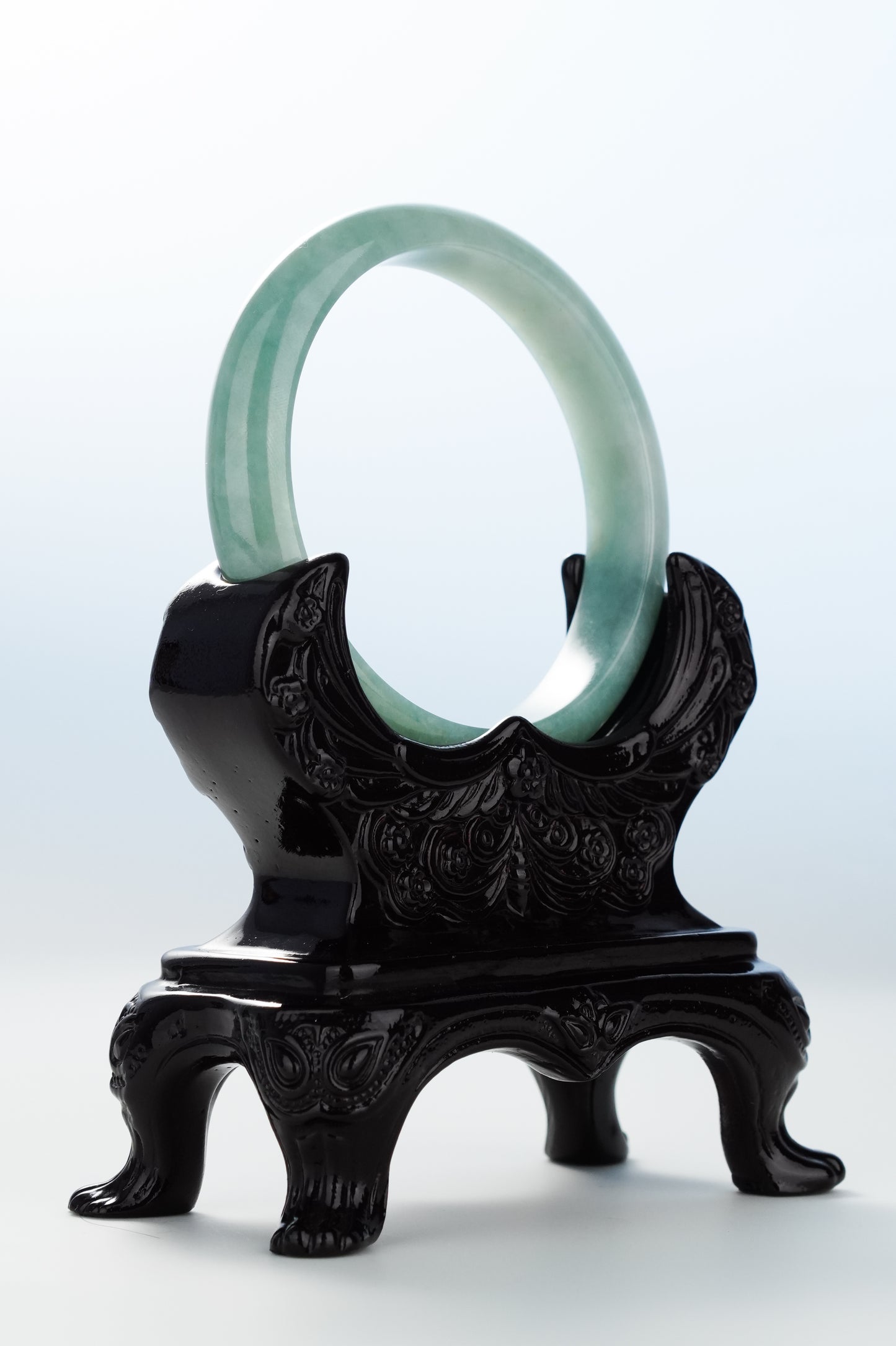 #0128 Blue Water Jadeite Jade Bangle Size 55.3