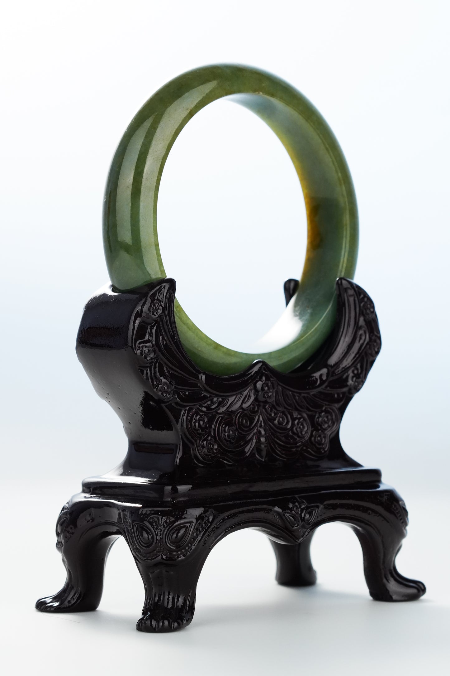 #0131 Yellow Olive Green Jadeite Jade Bangle Size 58.2