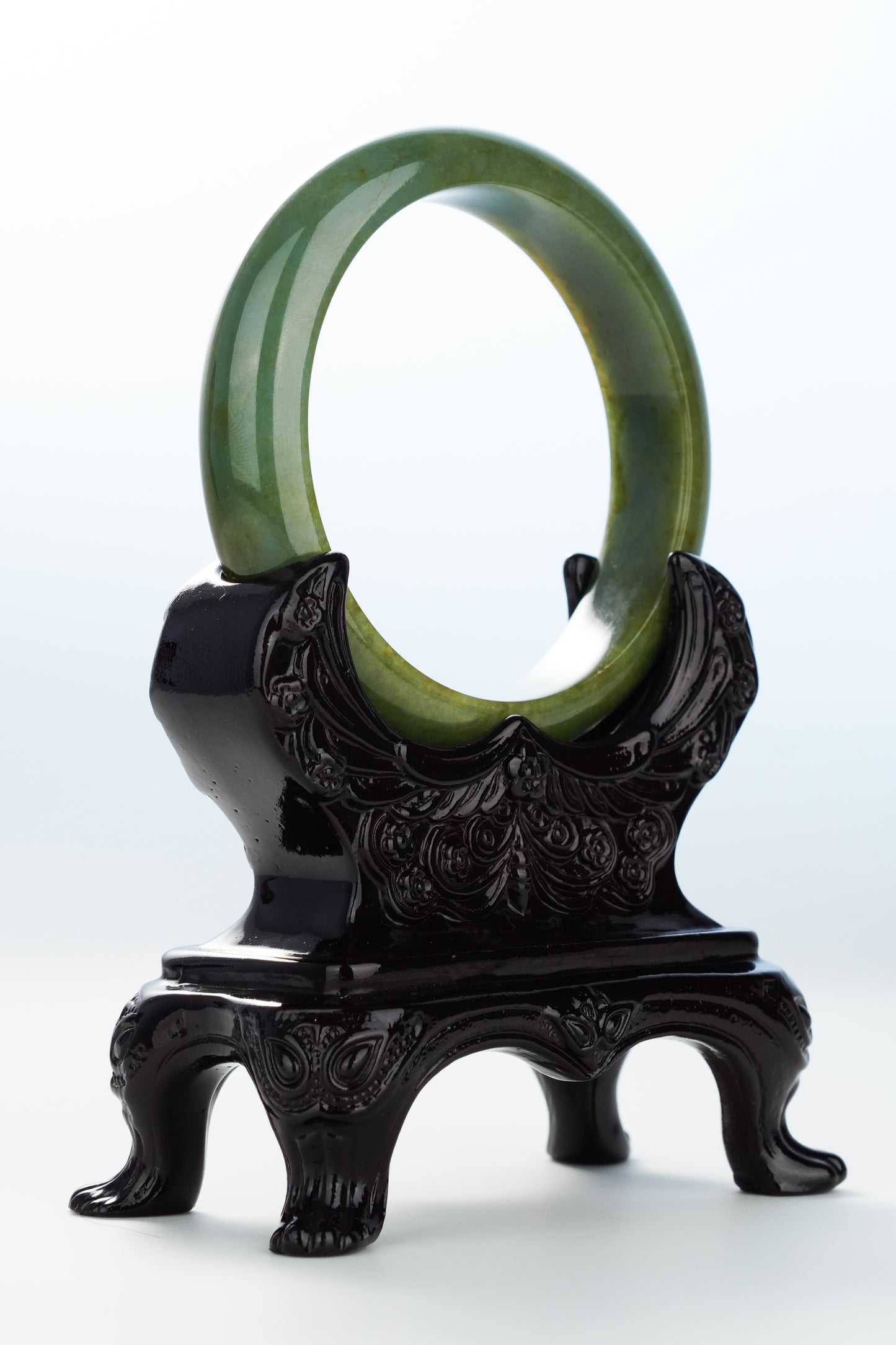 #0131 Yellow Olive Green Jadeite Jade Bangle Size 58.2