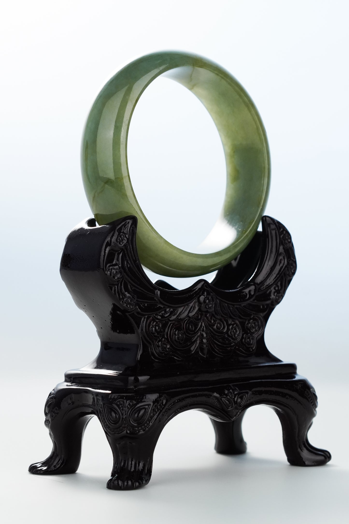 #0134 Olive Green Jadeite Jade Bangle Size 53.5