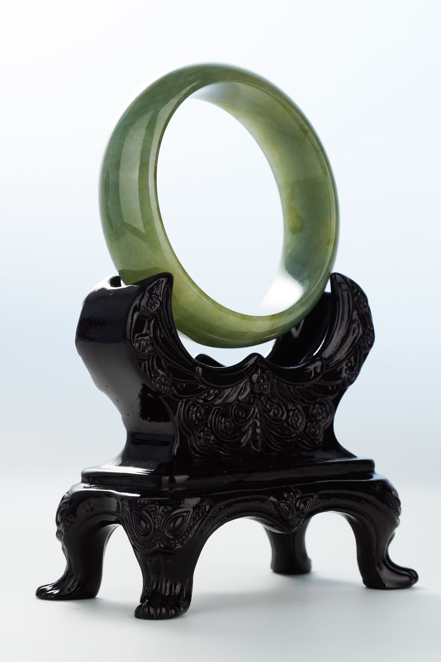 #0134 Olive Green Jadeite Jade Bangle Size 53.5