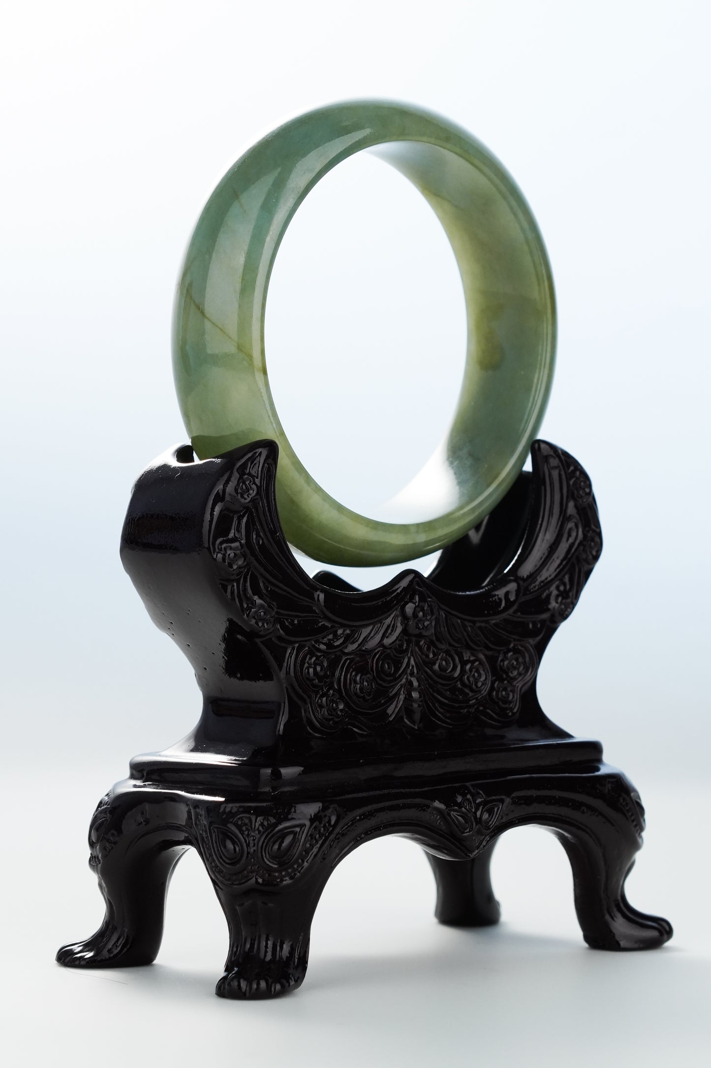 #0134 Olive Green Jadeite Jade Bangle Size 53.5