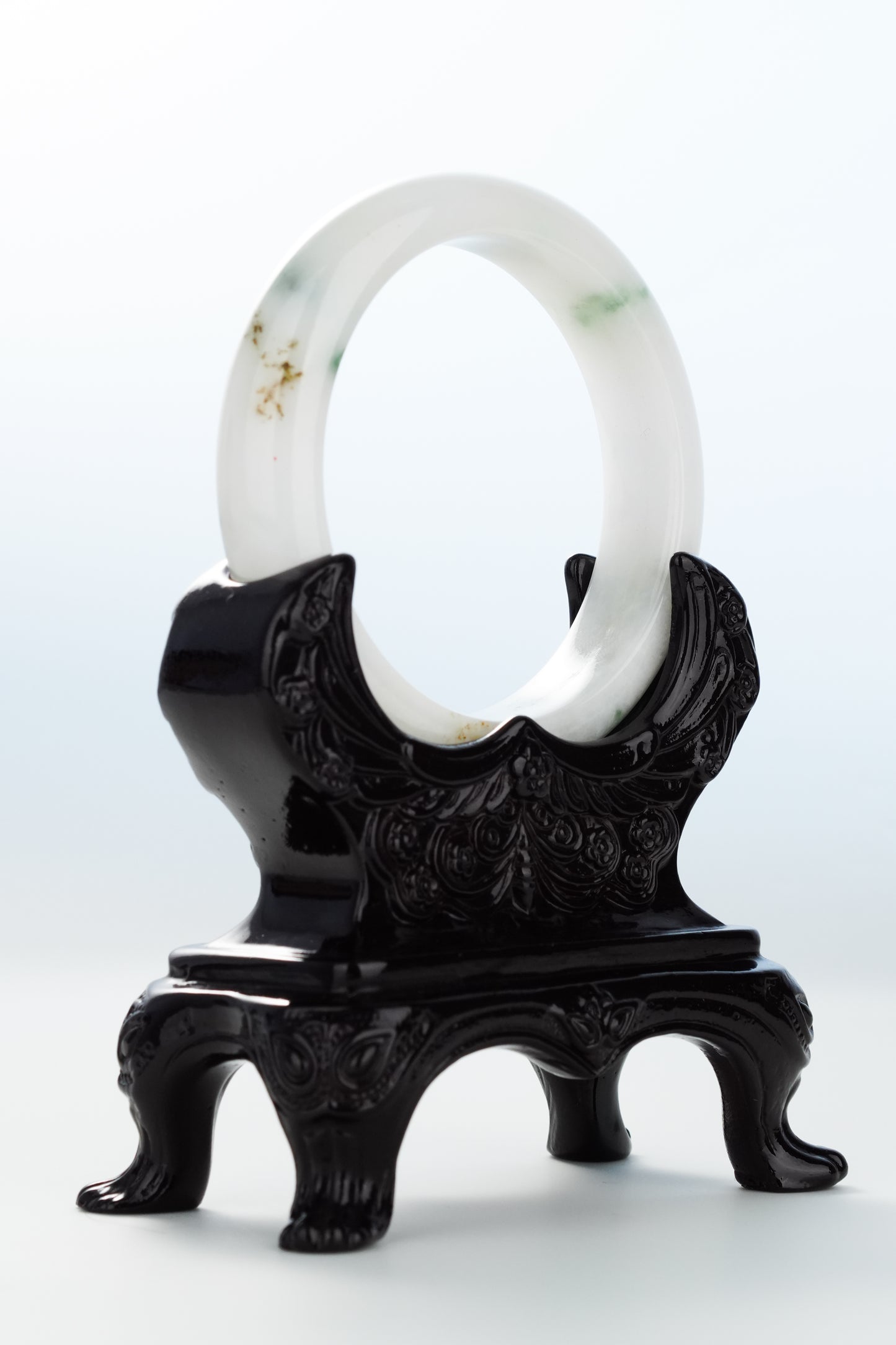 #0135 Green Yellow White Jadeite Jade Bangle Size 55.4