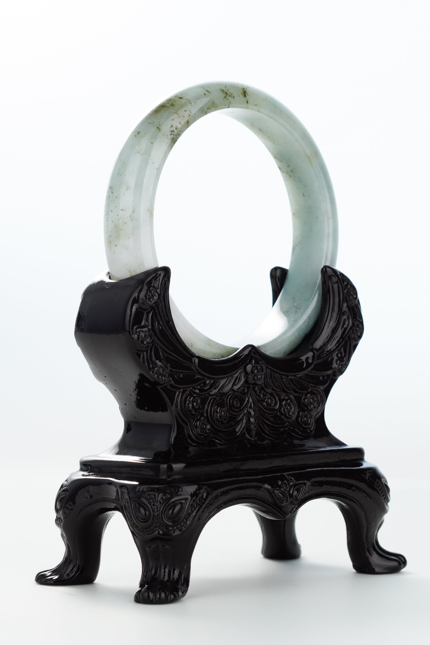 #0142 "Ink Painting" Olive Green Yellow Jadeite Jade Bangle Size 56.8