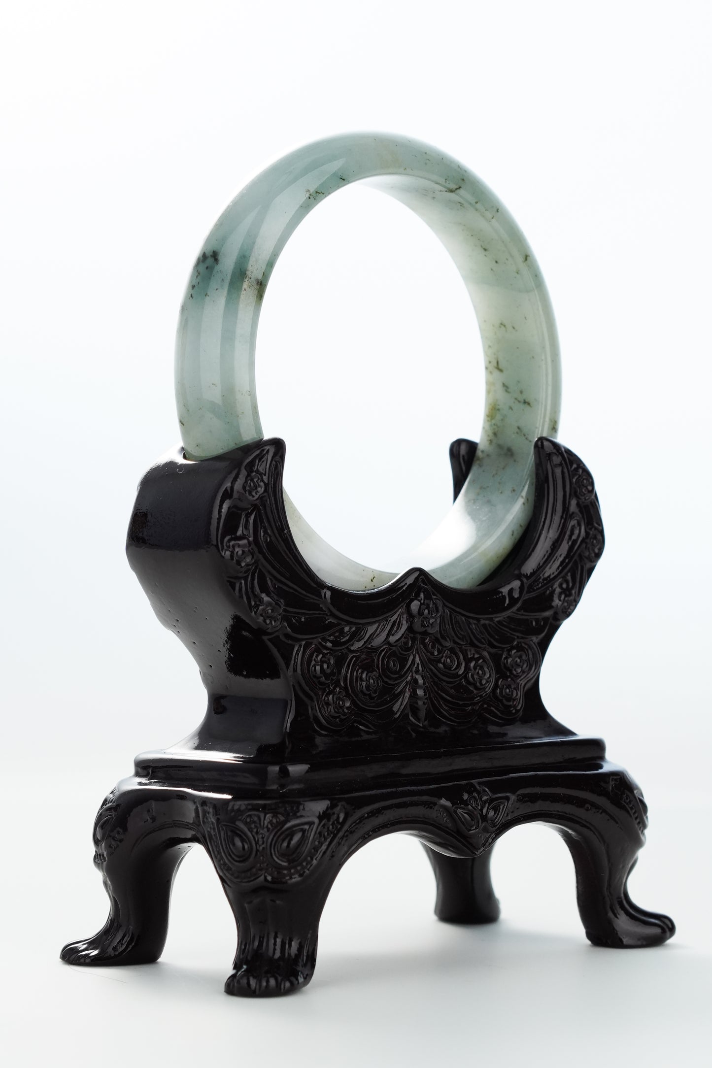 #0142 "Ink Painting" Olive Green Yellow Jadeite Jade Bangle Size 56.8