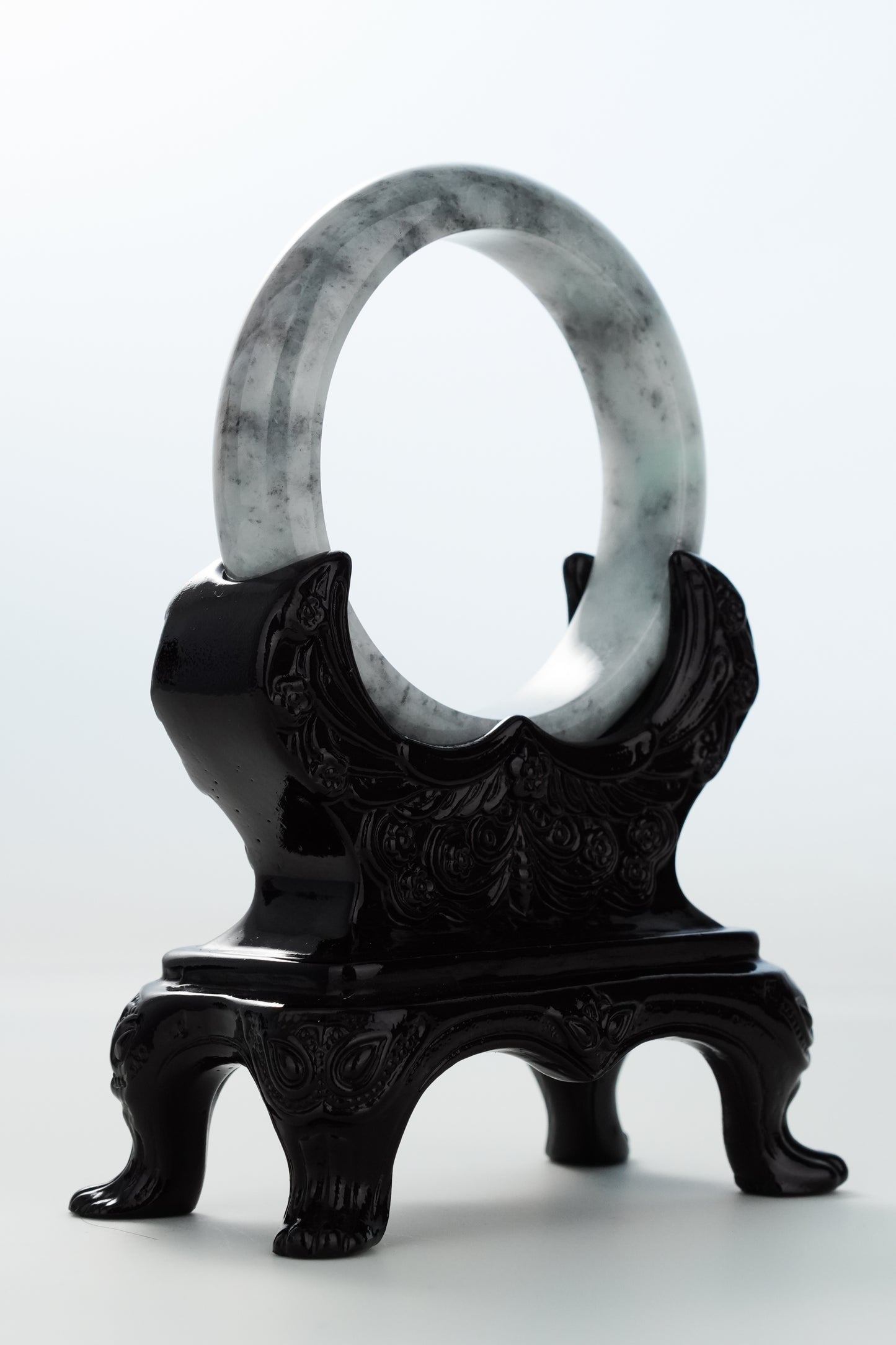 #0147 "Ink Painting" Ink Jadeite Jade Bangle Size 55.5
