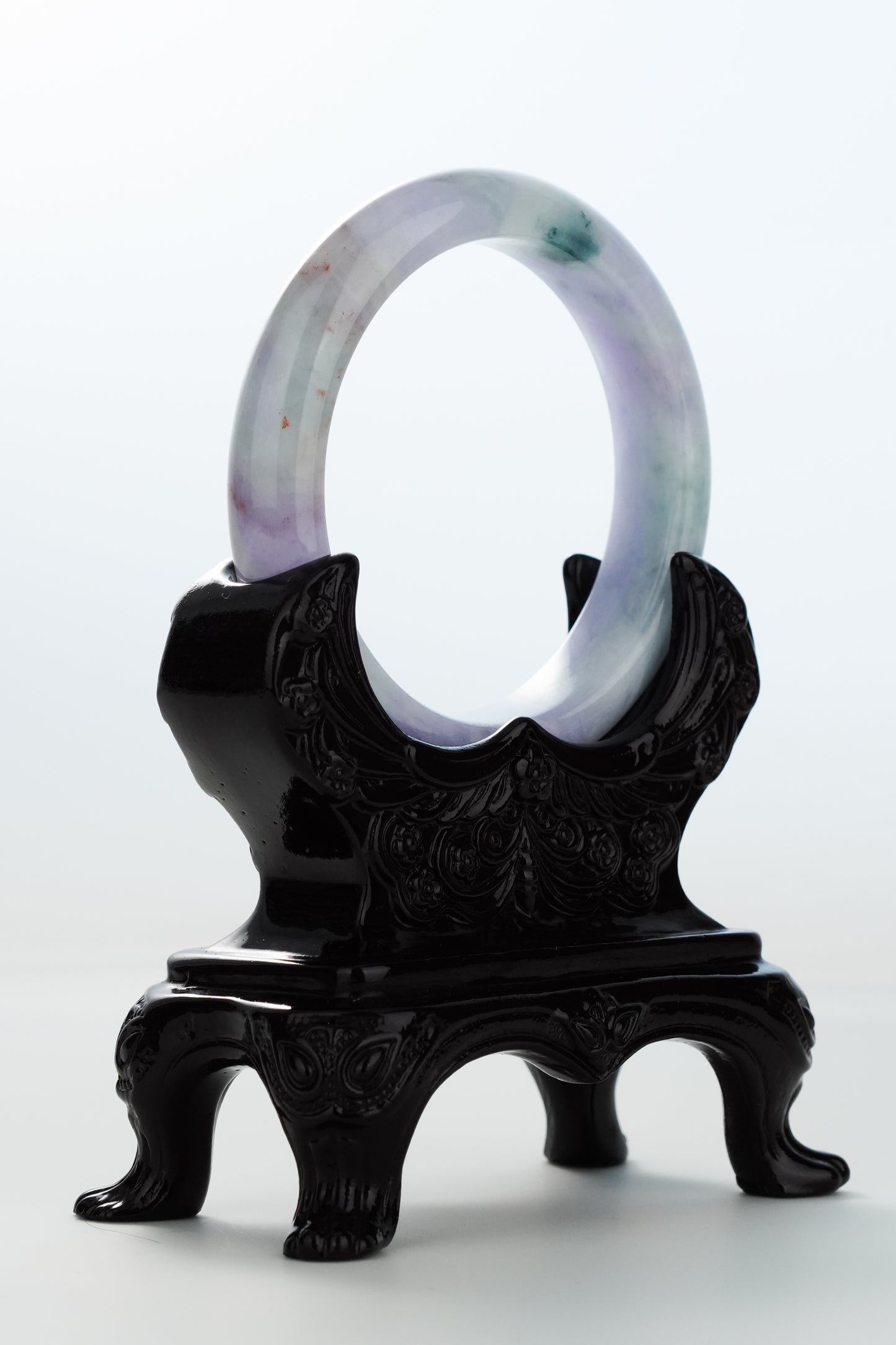 #0153 "Monet" Lavender Green Red Jadeite Jade Bangle Size 54.8