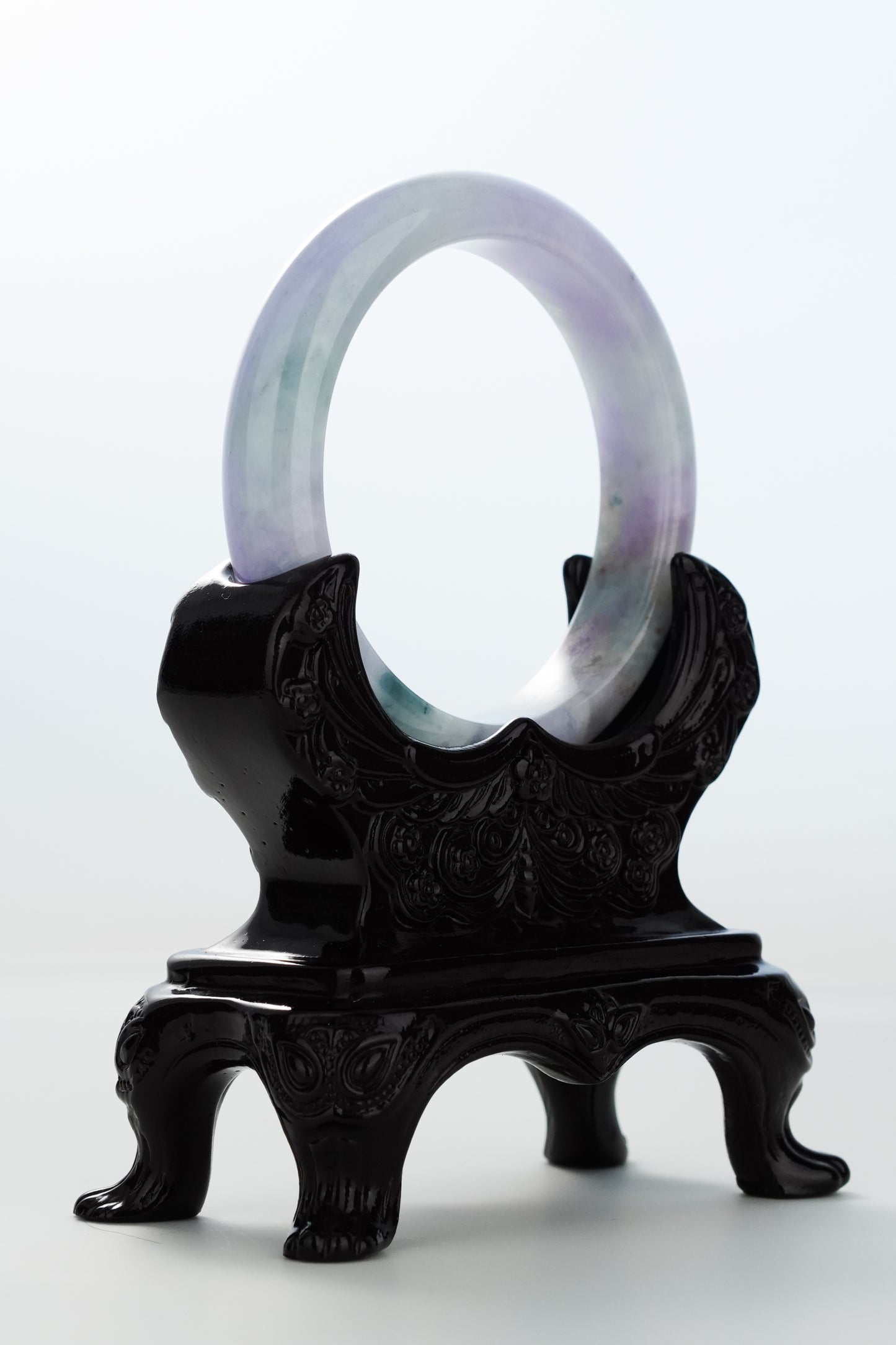 #0153 "Monet" Lavender Green Red Jadeite Jade Bangle Size 54.8