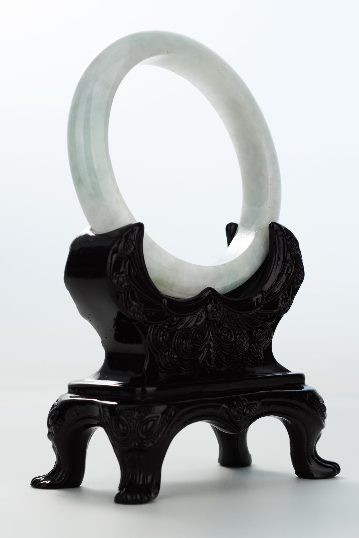 #0154 Light Green White Jadeite Jade Bangle Size 62.8
