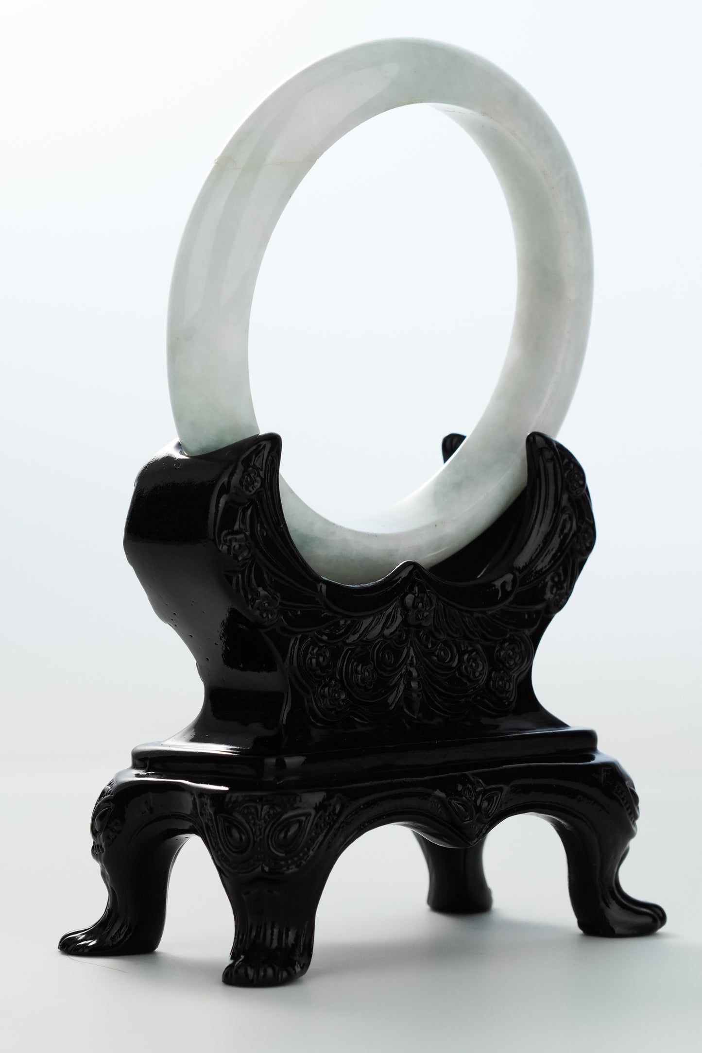 #0154 Light Green White Jadeite Jade Bangle Size 62.8