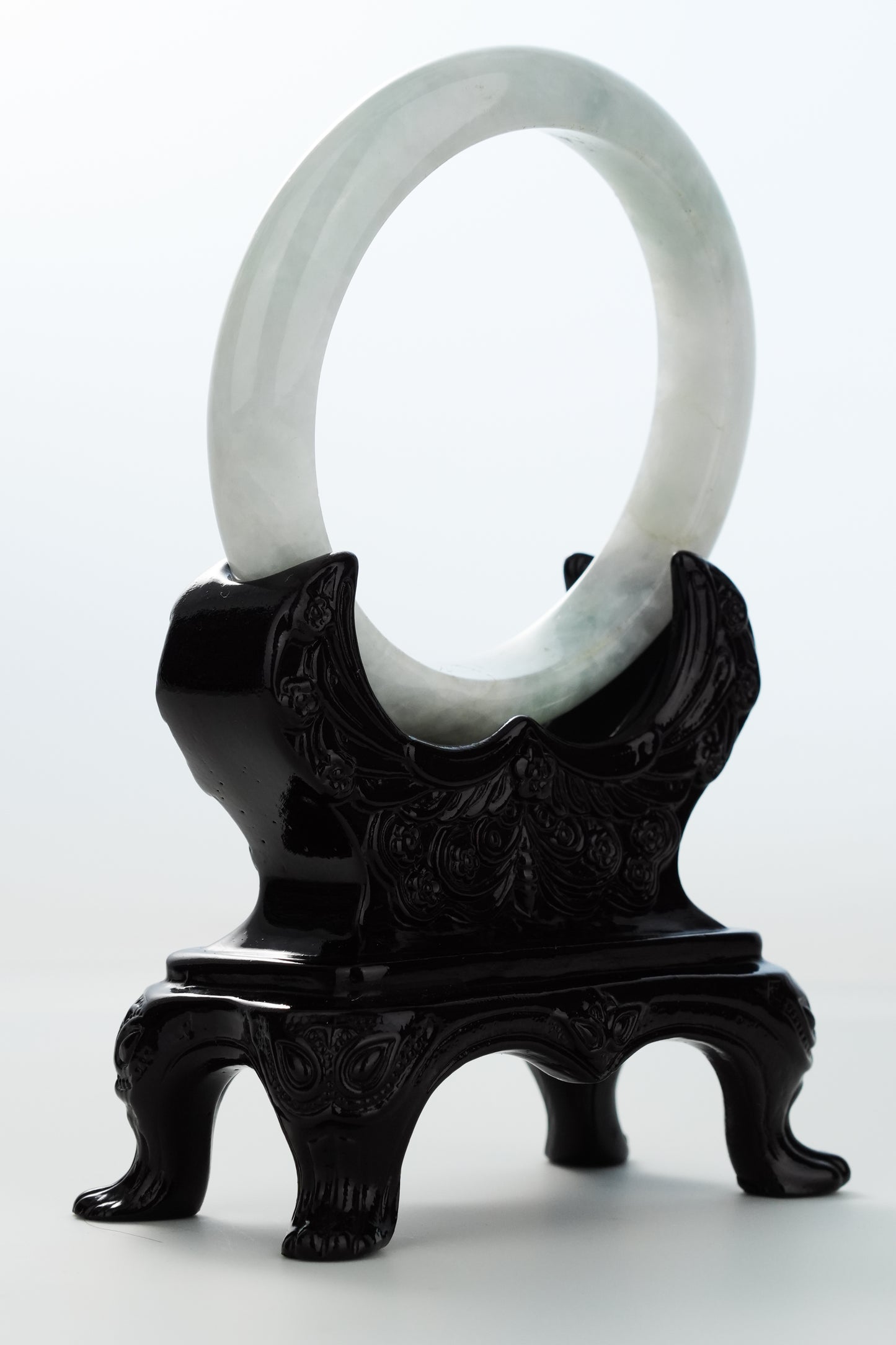 #0154 Light Green White Jadeite Jade Bangle Size 62.8