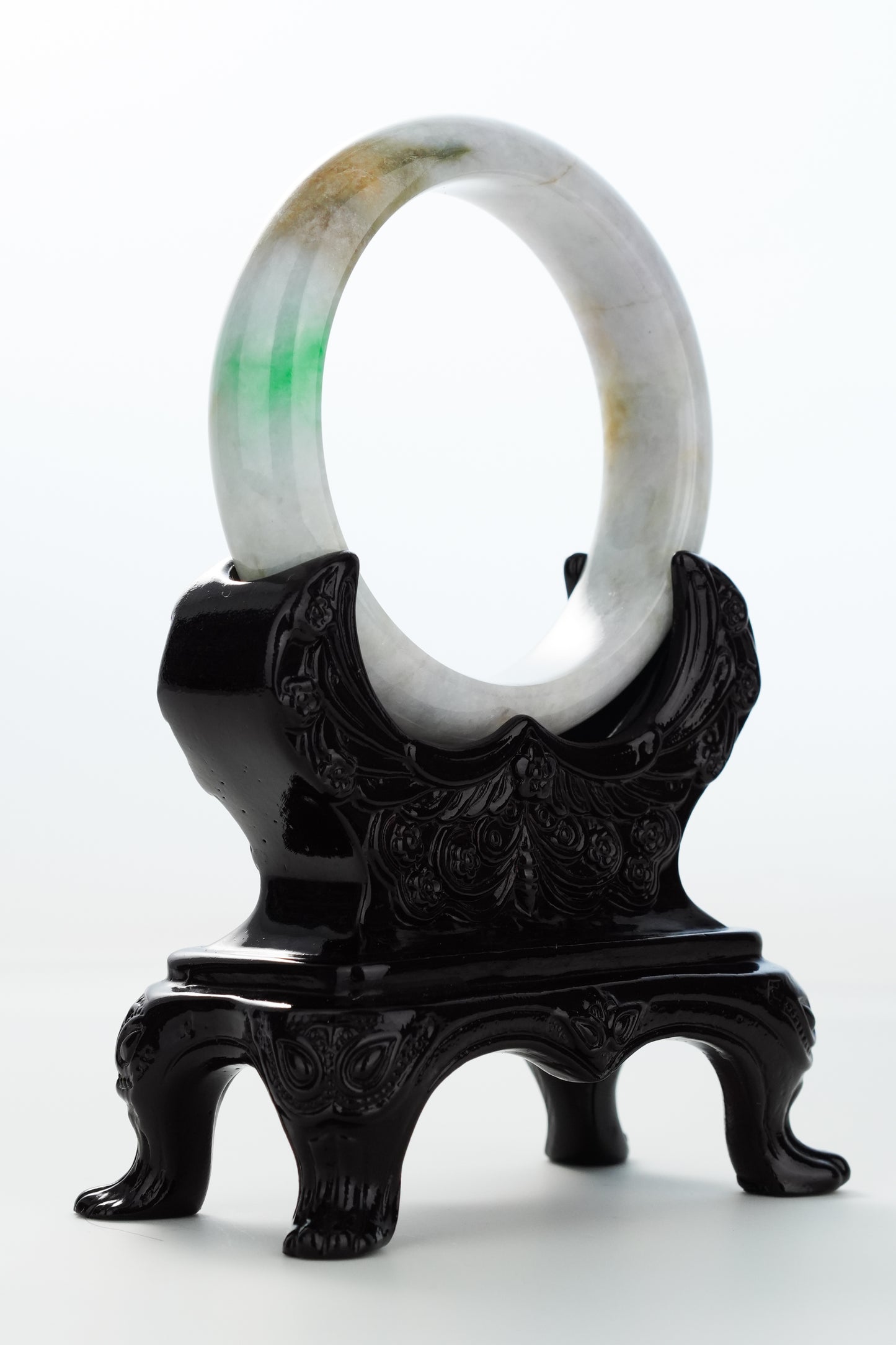 #0155 Sun Green Yellow White Jadeite Jade Bangle Size 57