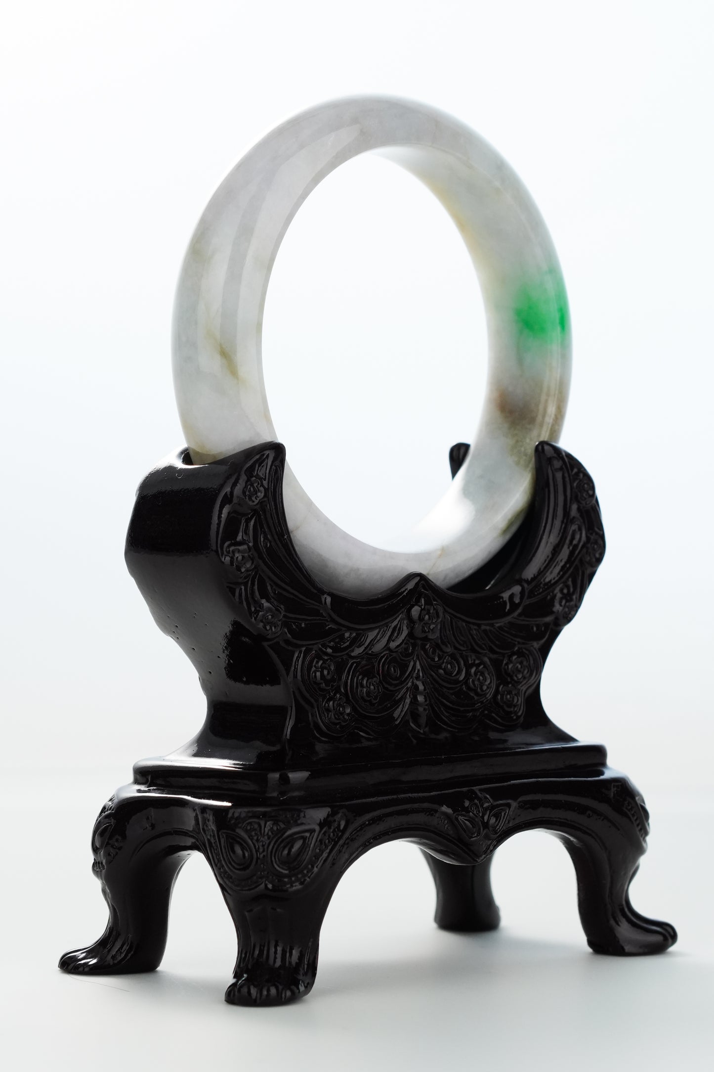 #0155 Sun Green Yellow White Jadeite Jade Bangle Size 57