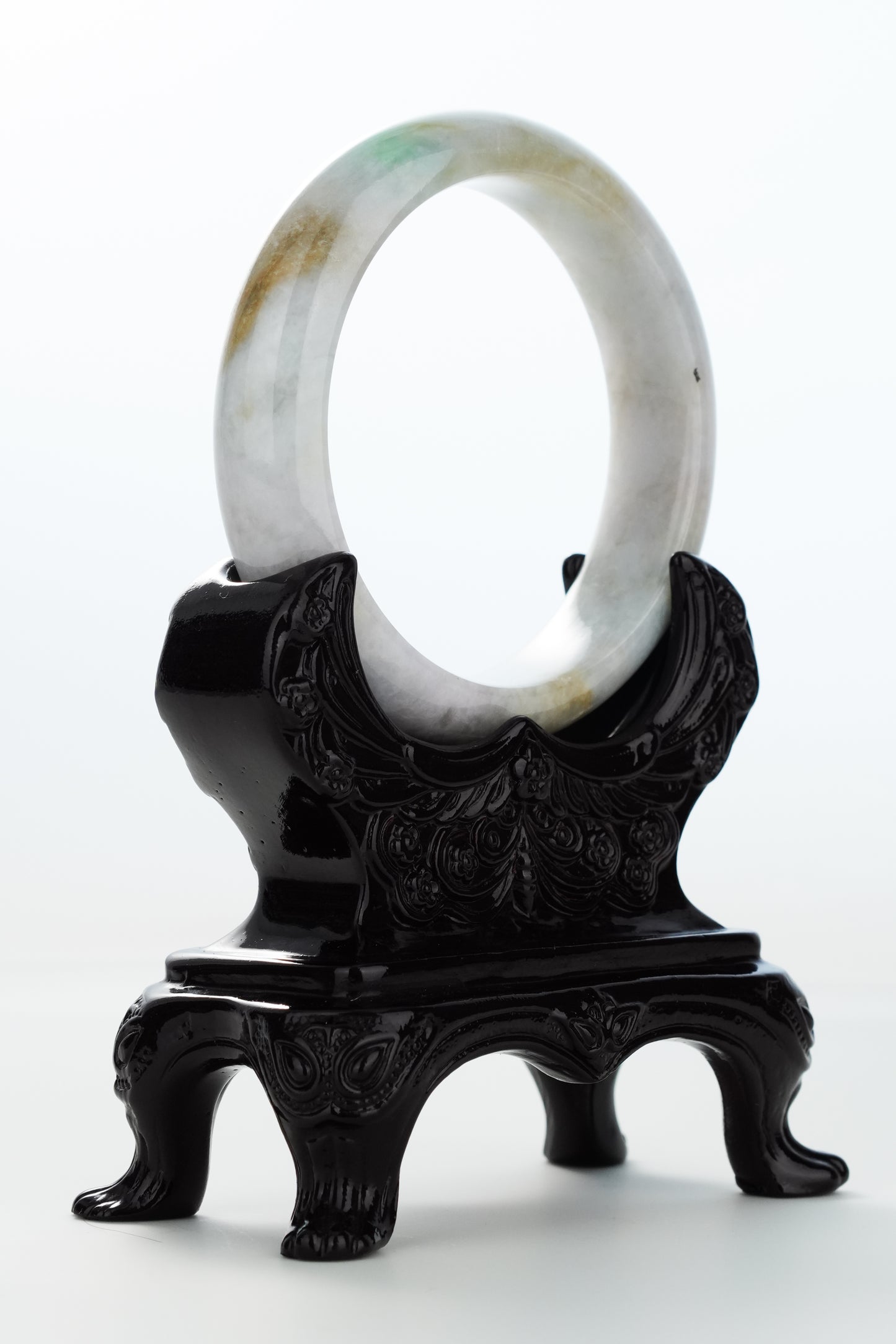 #0155 Sun Green Yellow White Jadeite Jade Bangle Size 57